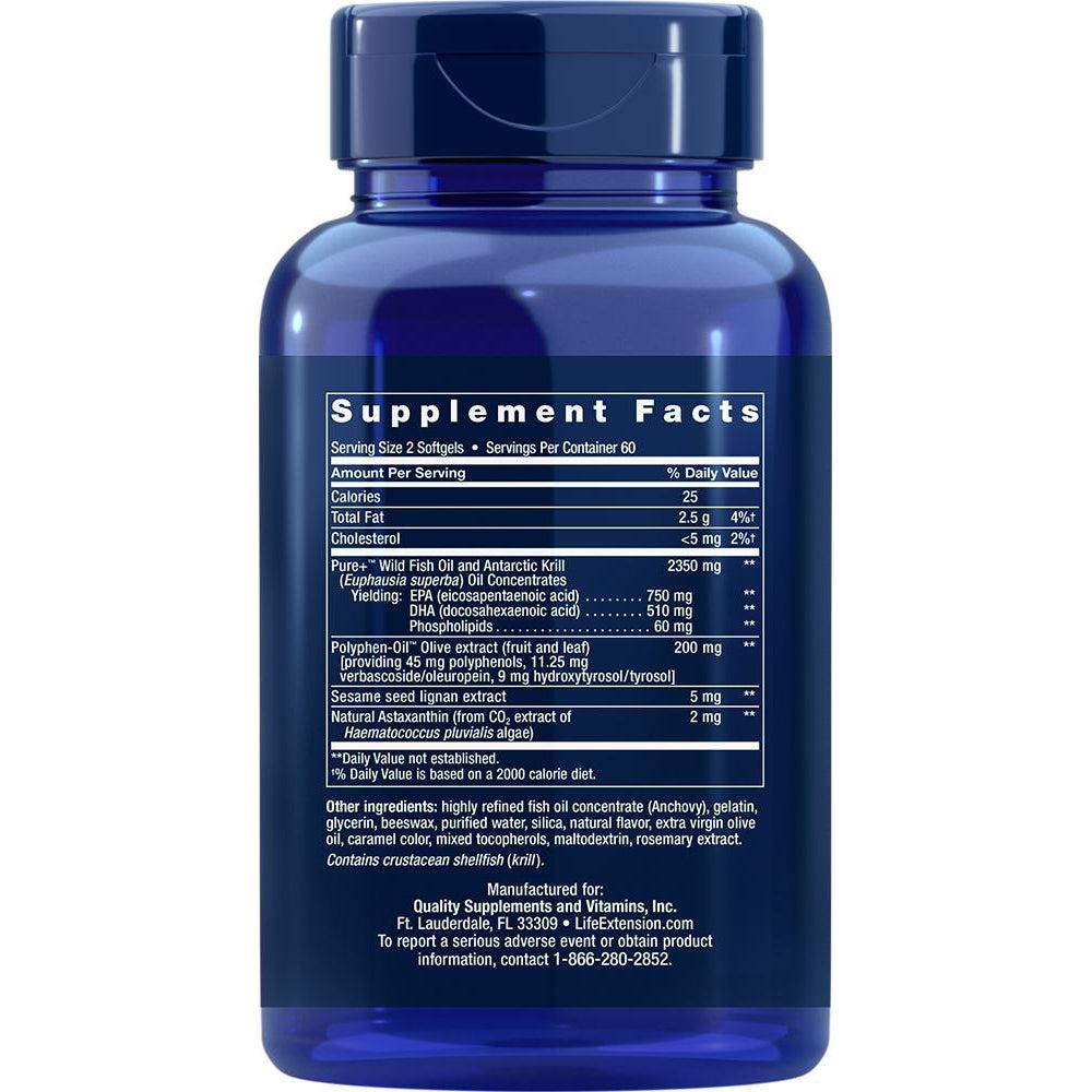 Life Extension Super Omega-3 Plus EPA/DHA Fish Oil, Sesame Lignans, Olive Extract, Krill & Astaxanthin-N101 Nutrition