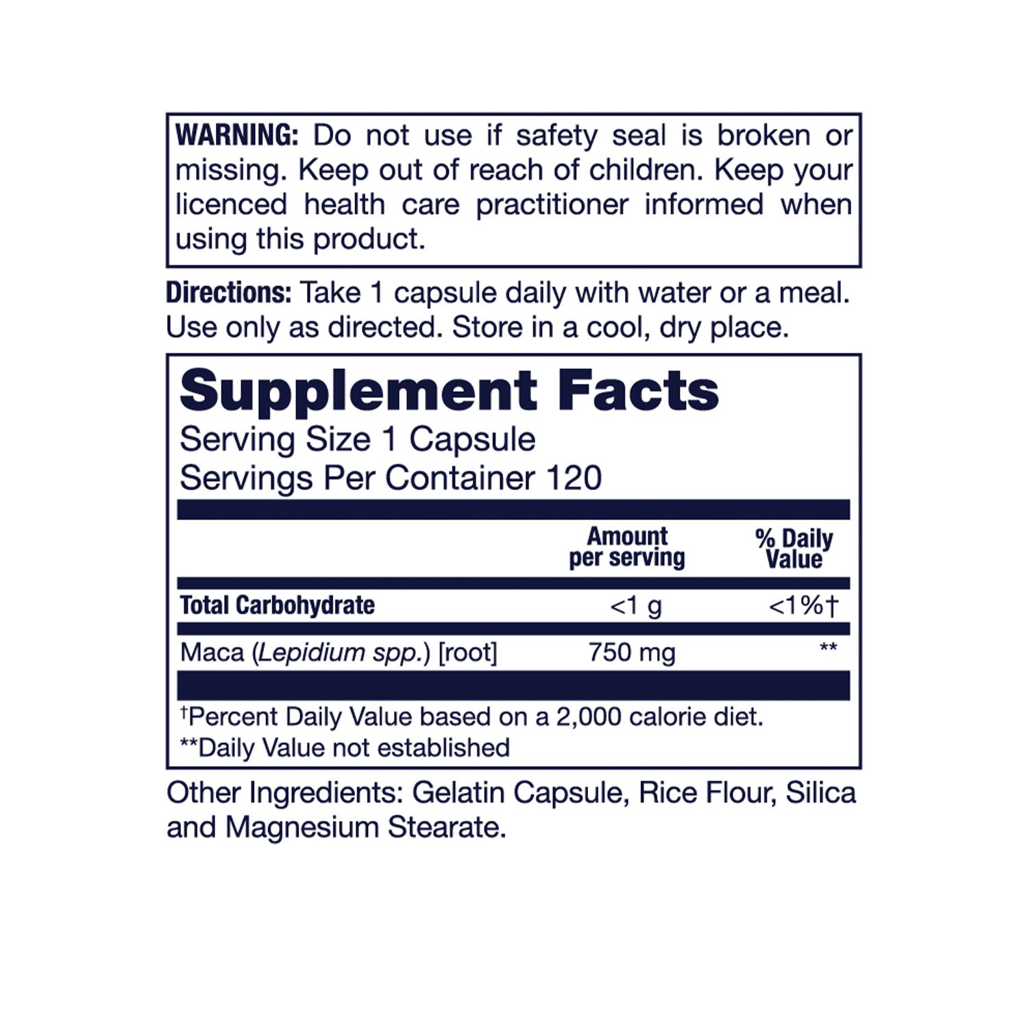 LifeTime Peruvian Maca 750 mg-N101 Nutrition
