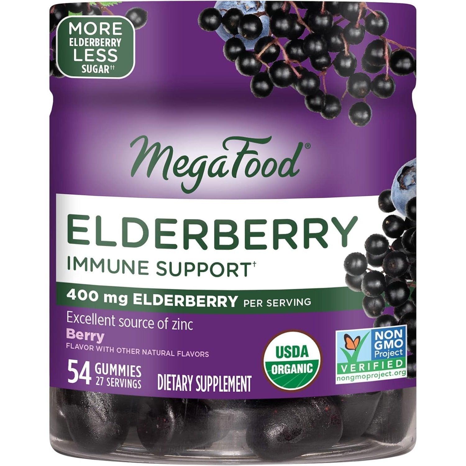 MegaFood Elderberry Immune Support Gummies-54 gummies-N101 Nutrition