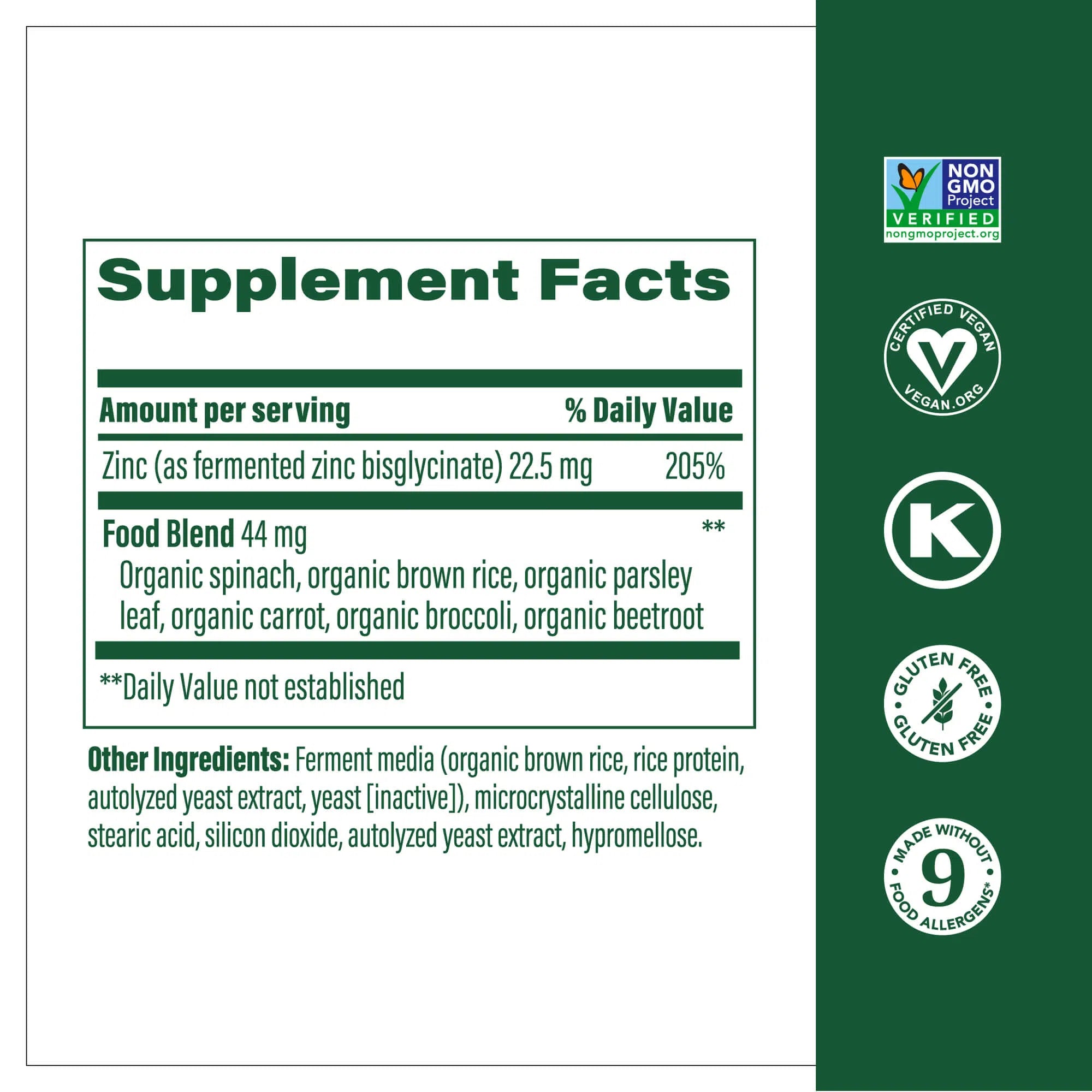 MegaFood Zinc-N101 Nutrition