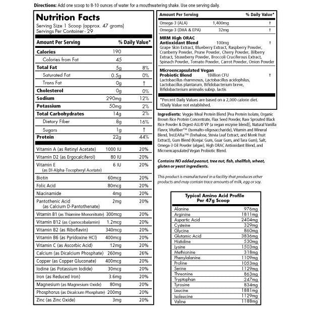 MRM Veggie Meal Replacement-N101 Nutrition