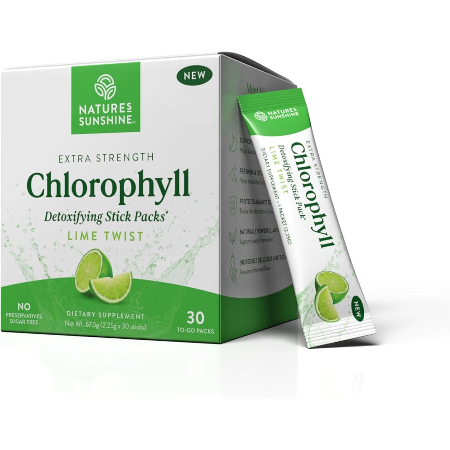Nature's Sunshine Chlorophyll Detoxifying Stick Packs-30 to-go packs-Lime Twist-N101 Nutrition
