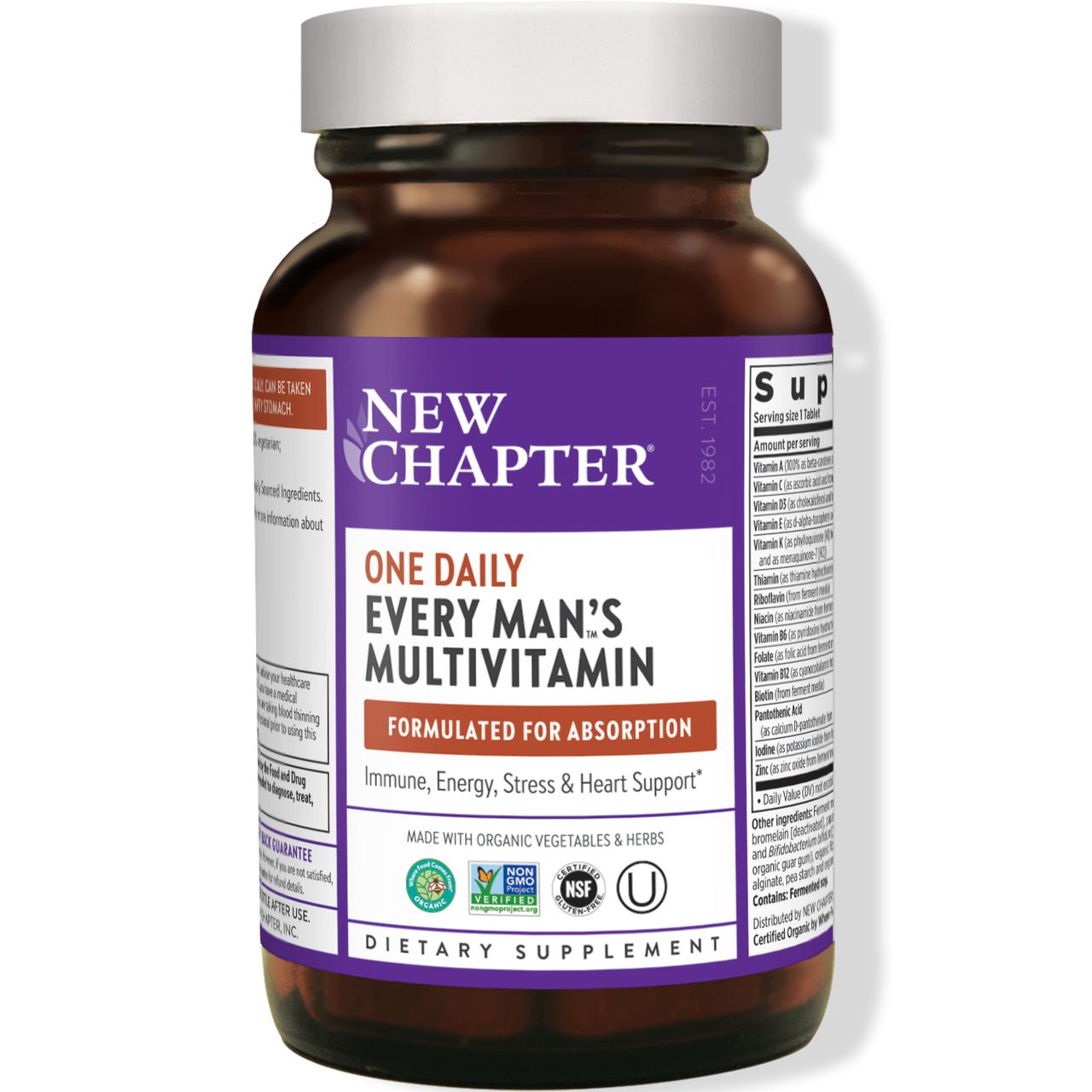 New Chapter Every Man's One Daily Multivitamin-24 vegetarian tablets-N101 Nutrition