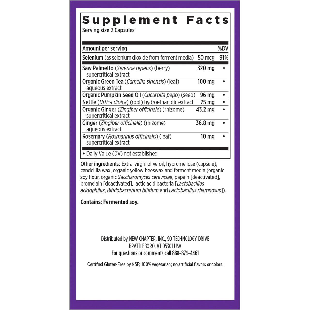 New Chapter Prostate 5LX Saw Palmetto Blend-N101 Nutrition