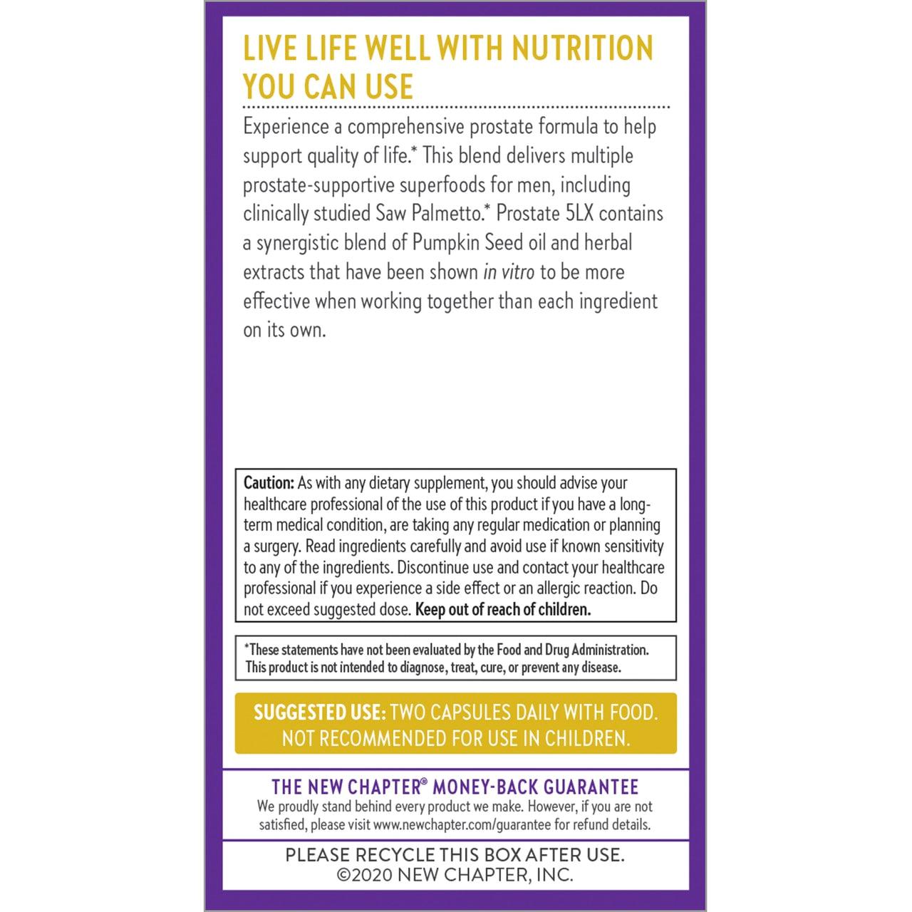 New Chapter Prostate 5LX Saw Palmetto Blend-N101 Nutrition