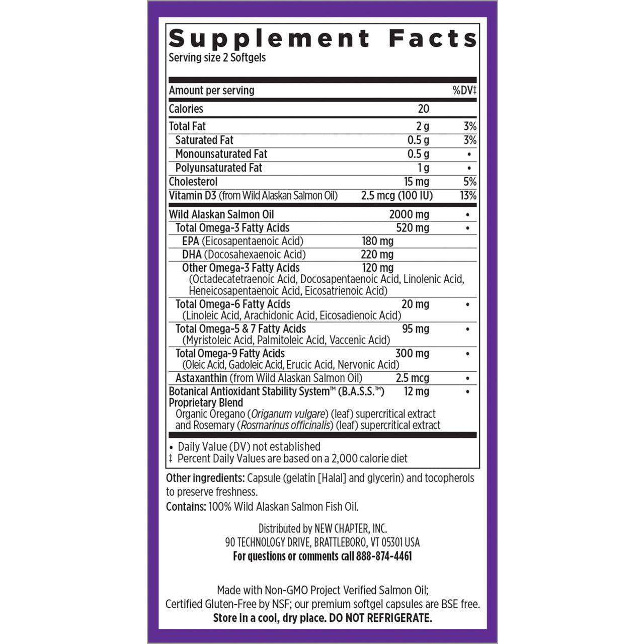 New Chapter Wholemega Fish Oil-N101 Nutrition