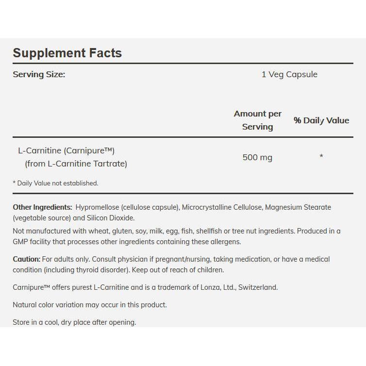 NOW L-Carnitine 500 mg-N101 Nutrition
