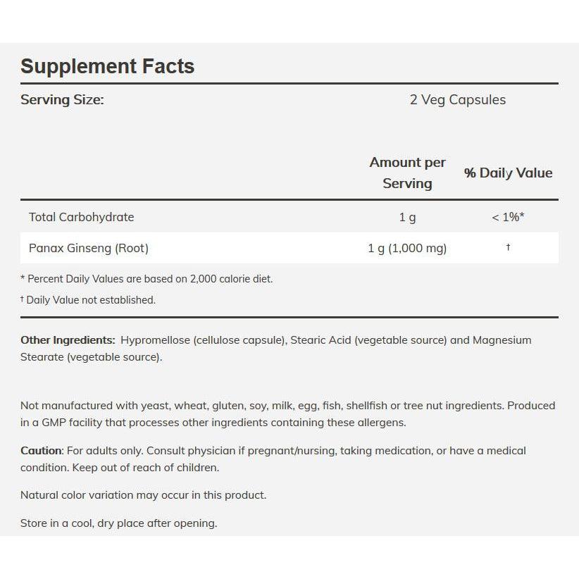 NOW Panax Ginseng 500 mg-N101 Nutrition
