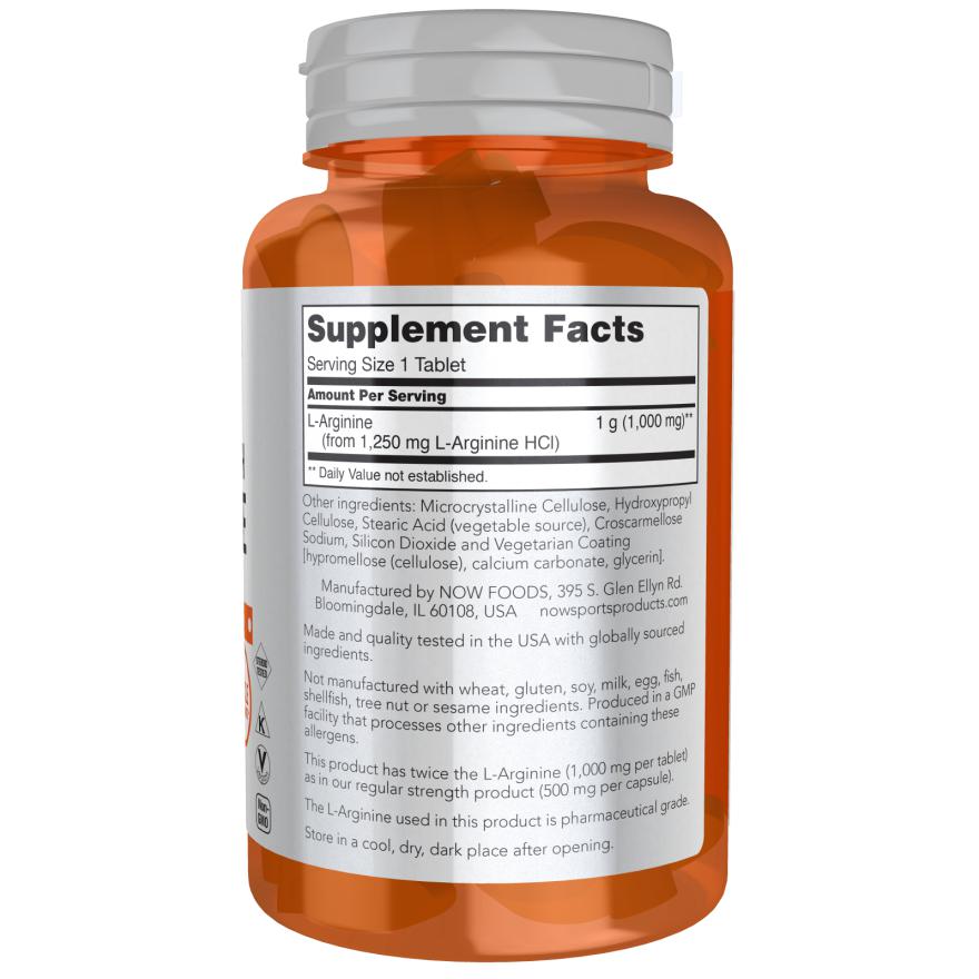 NOW Sports L-Arginine 1000 mg, Double Strength Tablets-N101 Nutrition