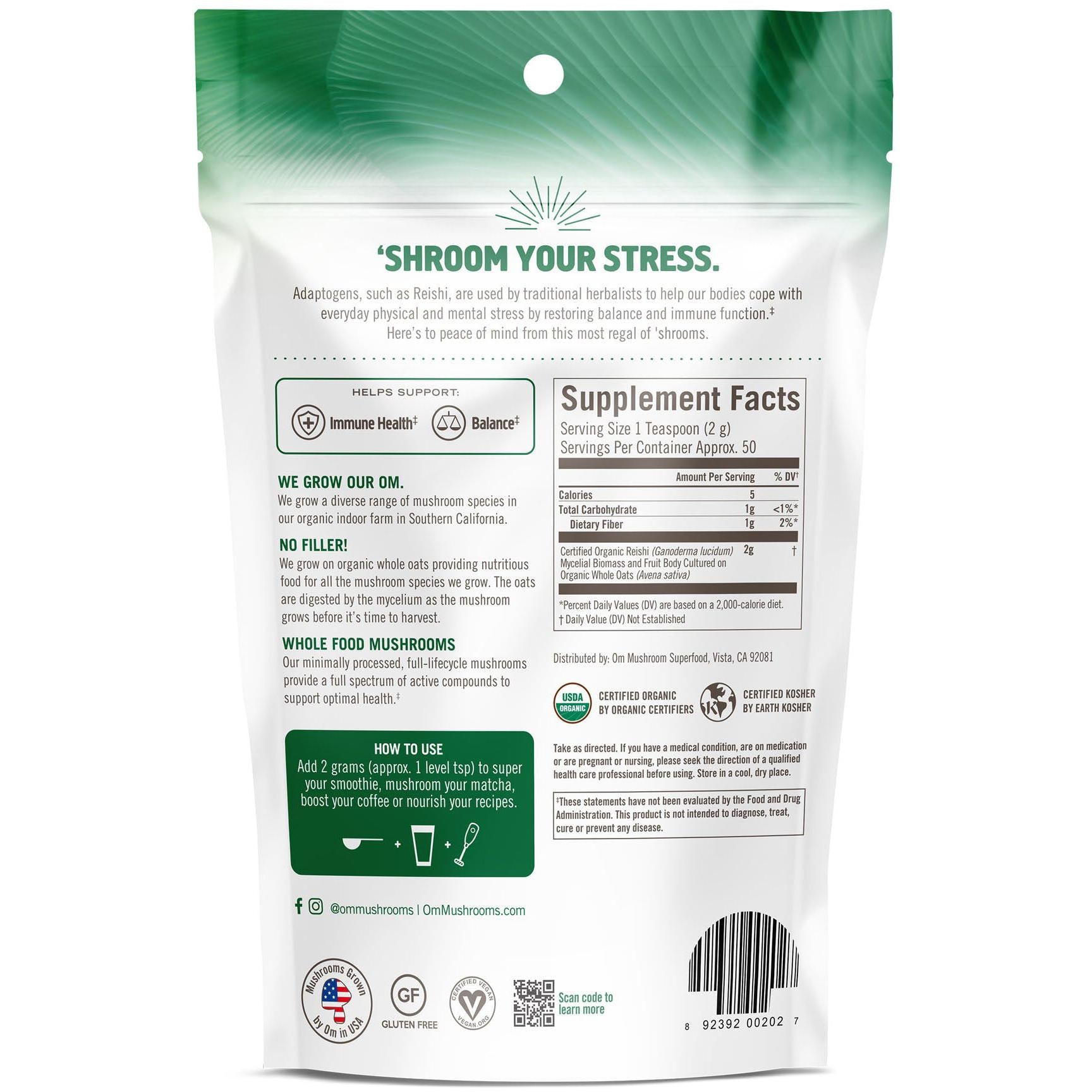 OM Reishi Mushroom Powder-N101 Nutrition