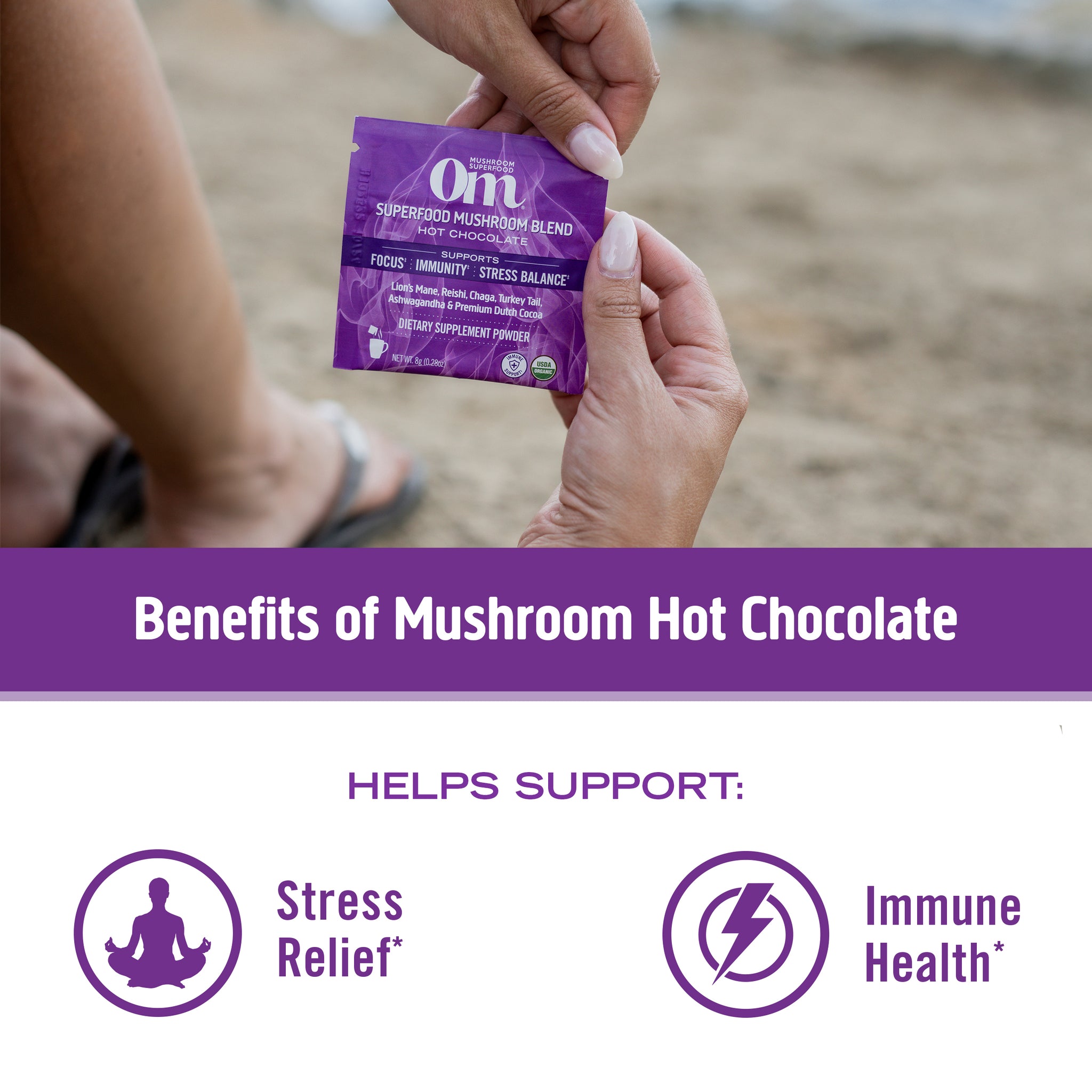 Om Superfood Mushroom Blend Hot Chocolate-N101 Nutrition