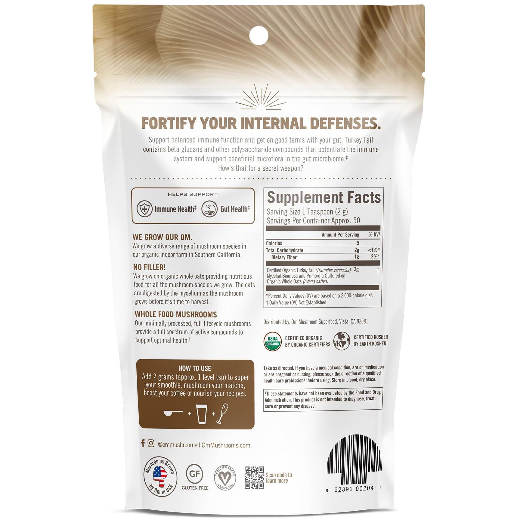 OM Turkey Tail Mushroom Powder-N101 Nutrition