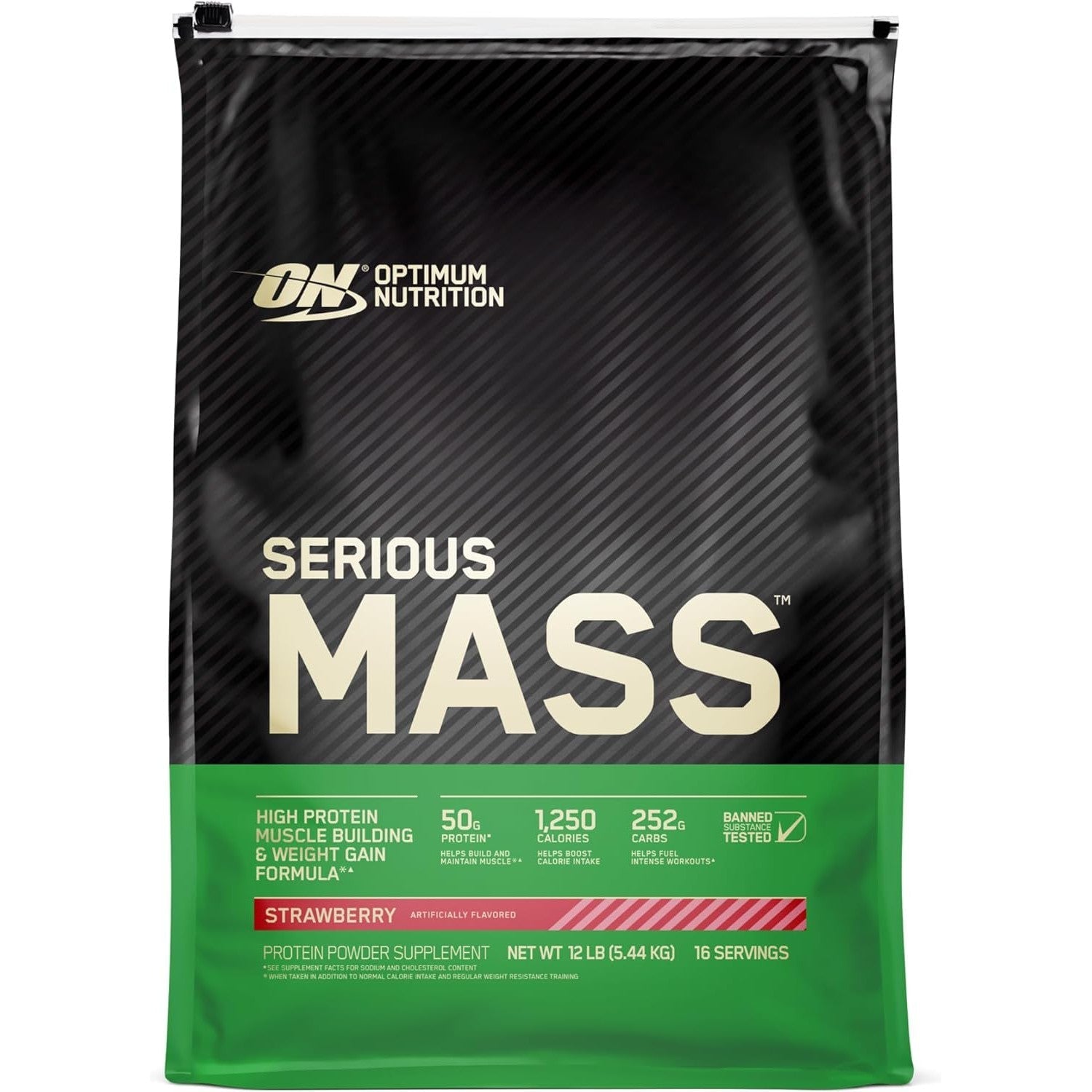 Optimum Nutrition Serious Mass-12 lbs-Strawberry-N101 Nutrition