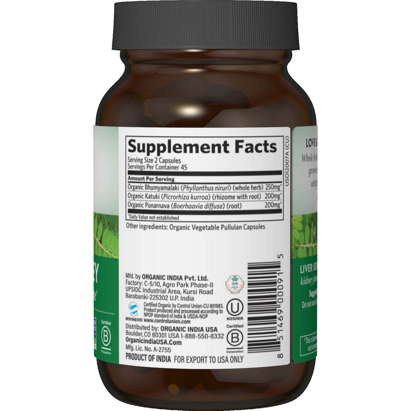 Organic India Liver Kidney-N101 Nutrition