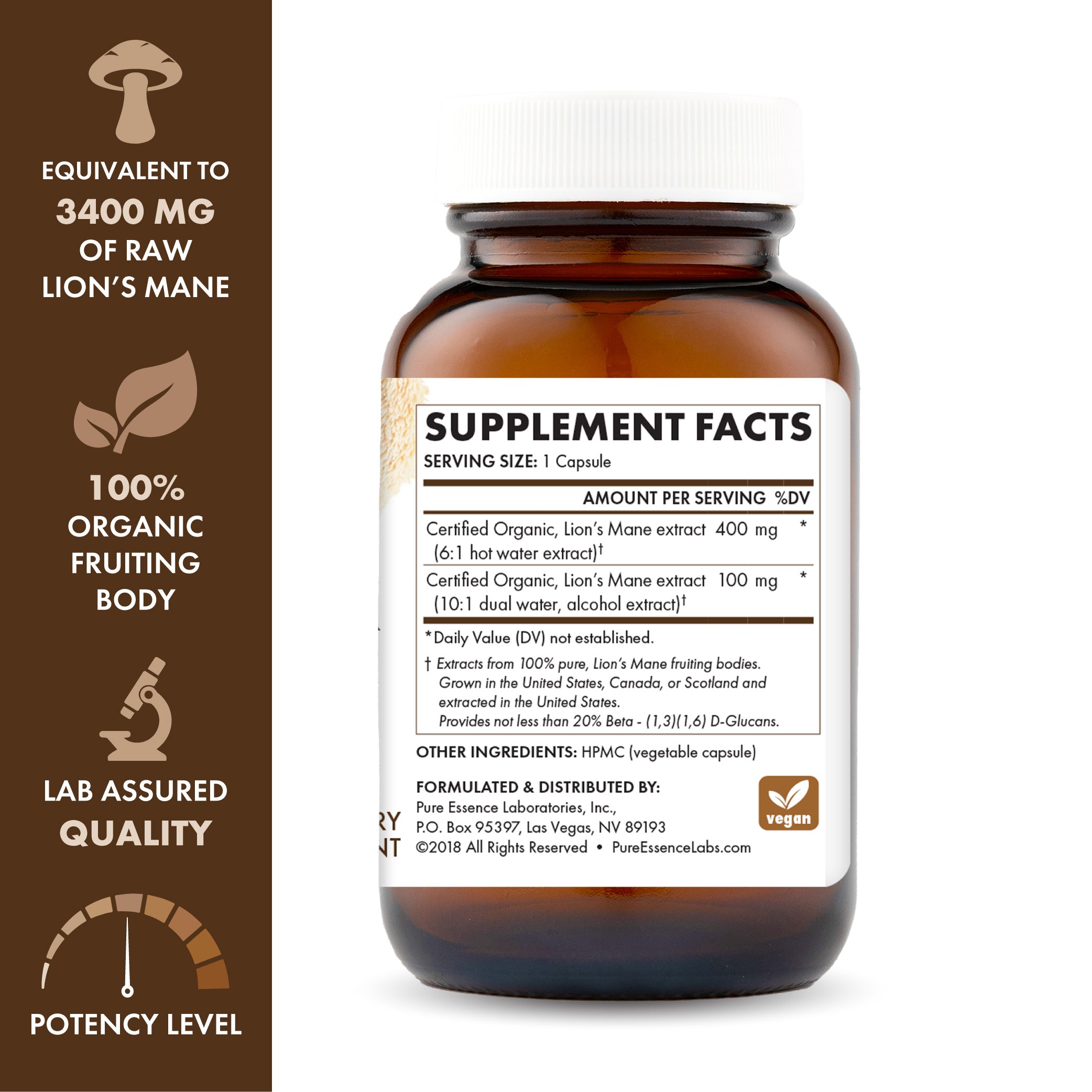 Pure Essence MyPure Lion’s Mane 4X-N101 Nutrition