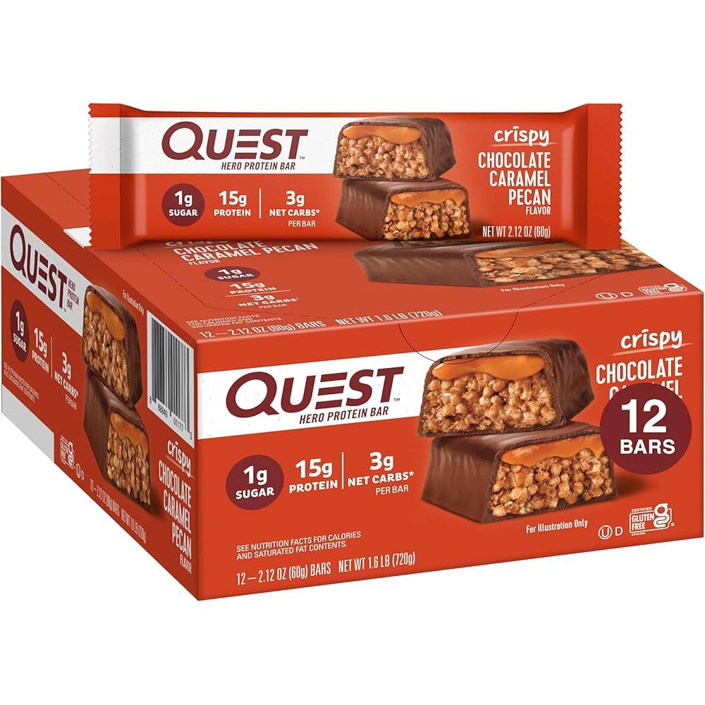 Quest Crispy Protein Bars-Box (12 bars)-Chocolate Caramel Pecan-N101 Nutrition