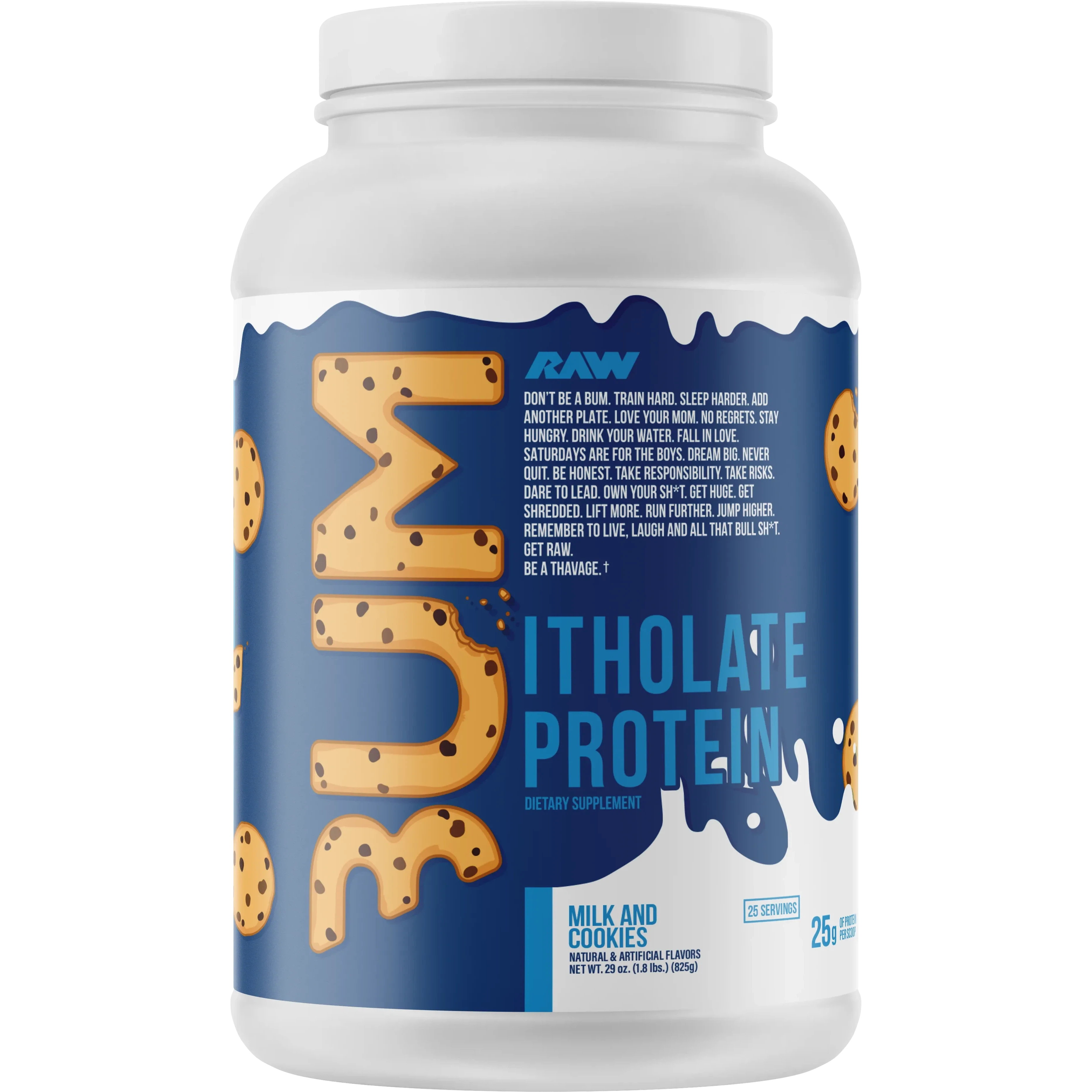 RAW Nutrition CBUM Itholate Protein-25 servings-Milk and Cookies-N101 Nutrition
