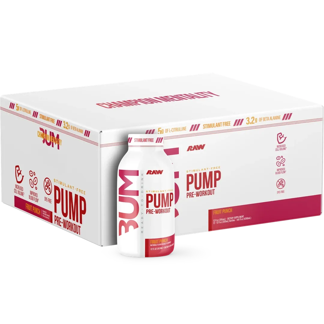 RAW Nutrition CBUM PUMP Pre-Workout RTD-Case (12 bottles)-Fruit Punch-N101 Nutrition