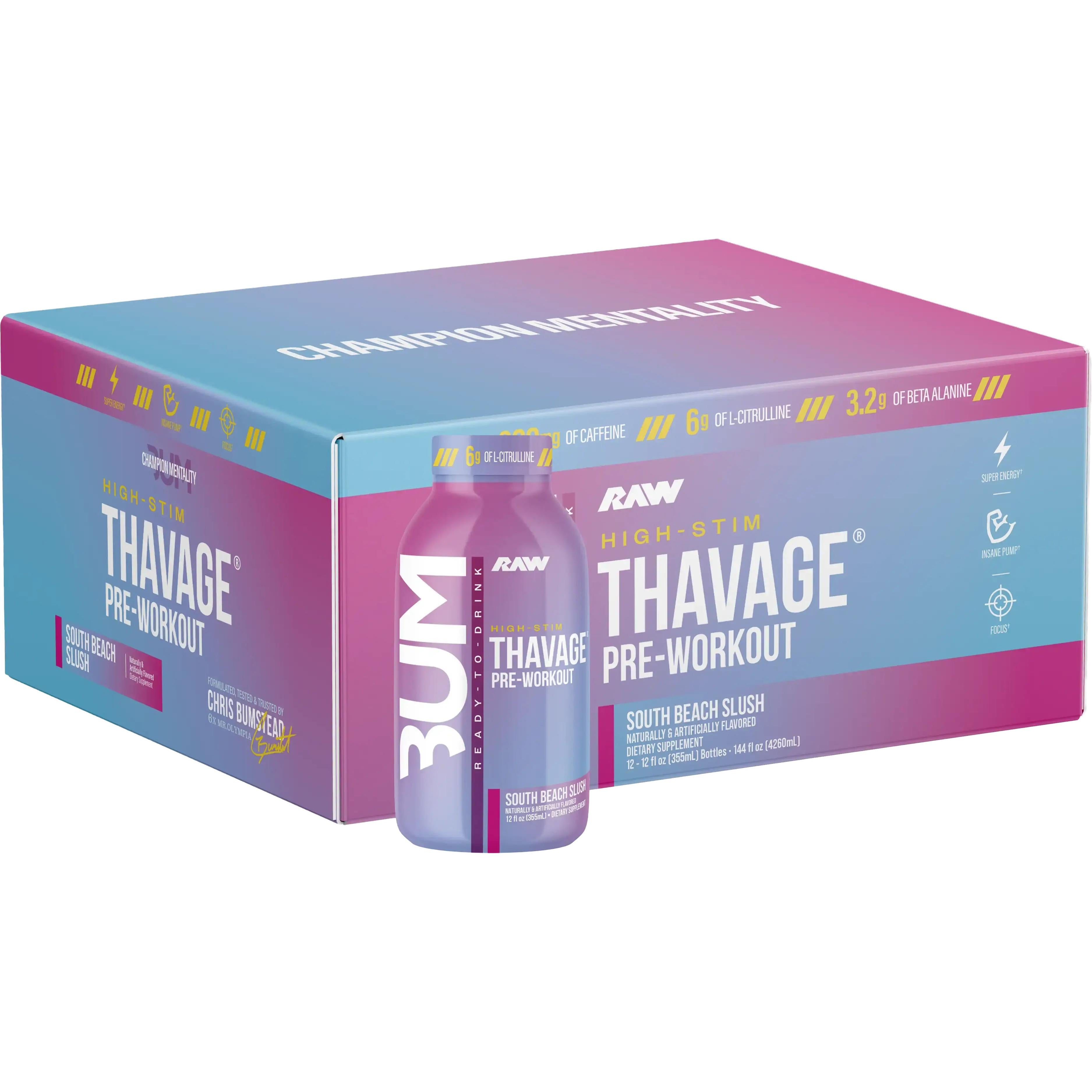 RAW Nutrition CBUM Thavage Pre-Workout RTD-Case (12 bottles)-South Beach Slush-N101 Nutrition