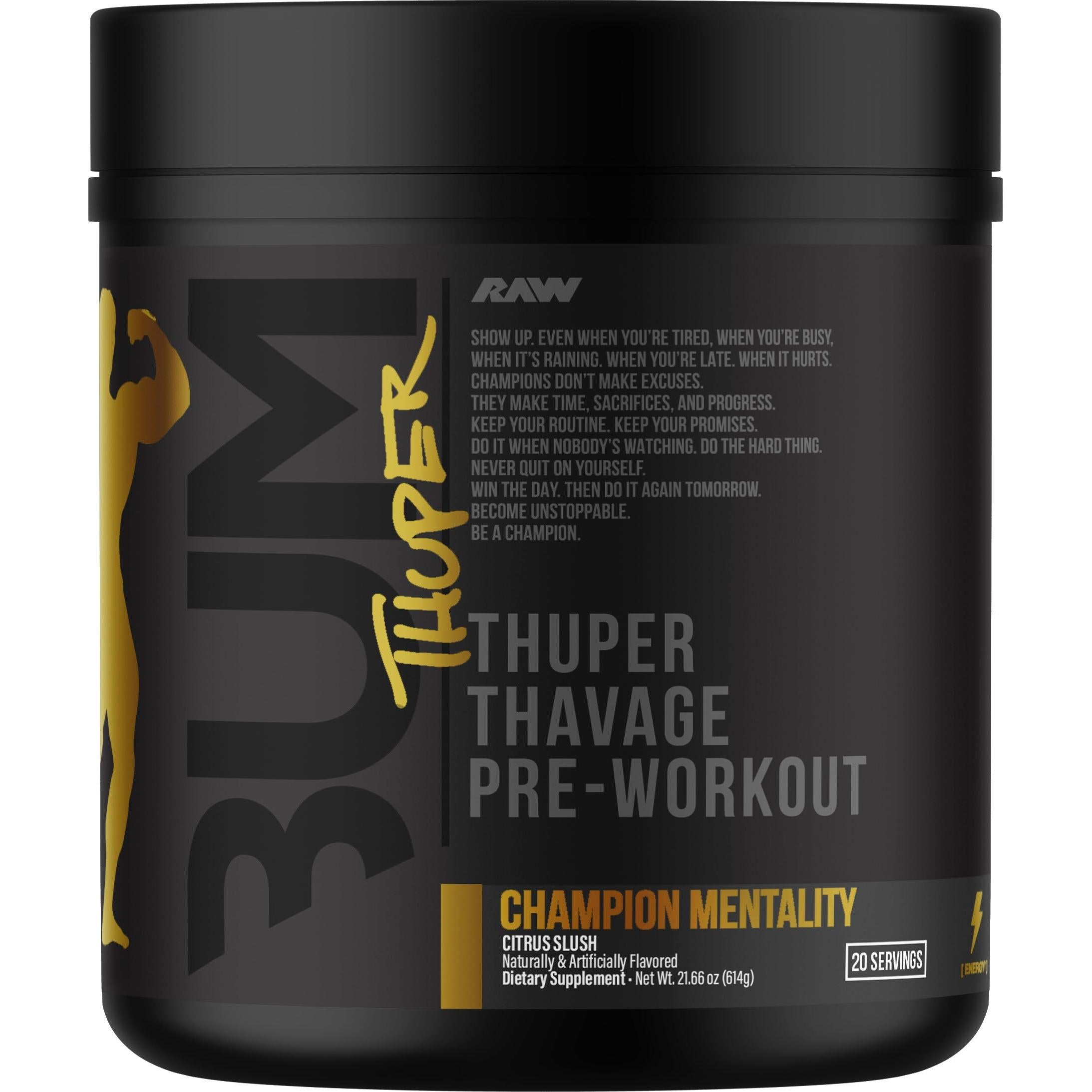 RAW Nutrition CBUM Thuper Thavage Pre-Workout-20 servings-Champion Mentality (Citrus Slush)-N101 Nutrition
