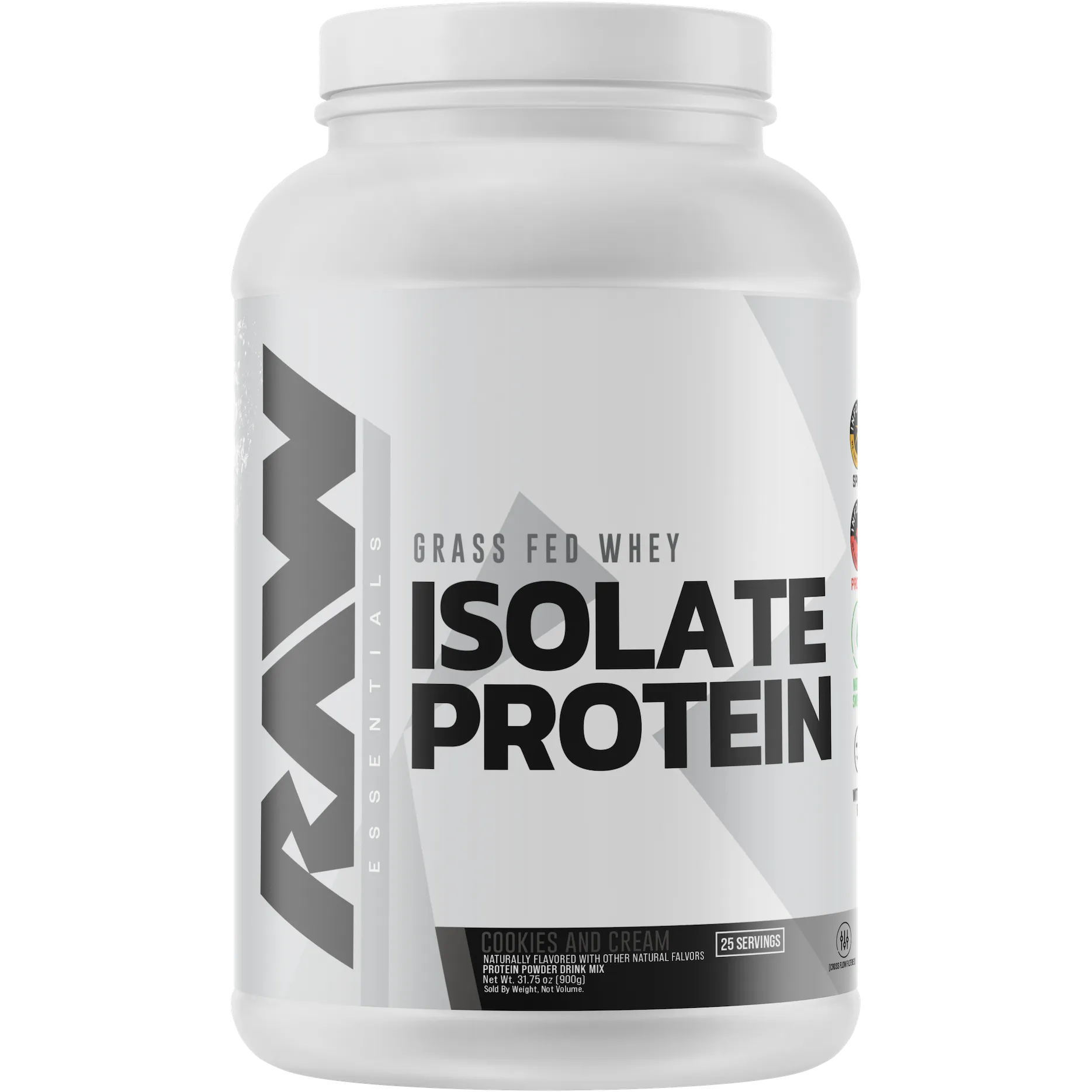 RAW Nutrition Grass-Fed Whey Isolate Protein-25 servings (2 lbs)-Cookies and Cream-N101 Nutrition
