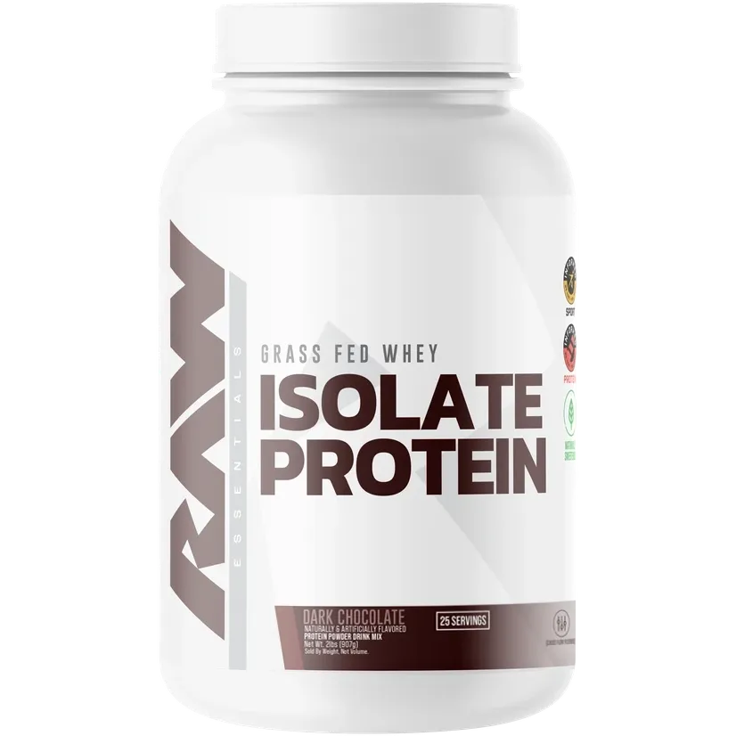 RAW Nutrition Grass-Fed Whey Isolate Protein-25 servings (2 lbs)-Dark Chocolate-N101 Nutrition