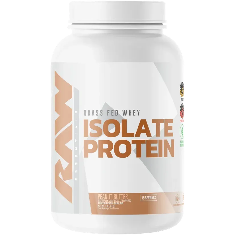 RAW Nutrition Grass-Fed Whey Isolate Protein-25 servings (2 lbs)-Peanut Butter-N101 Nutrition