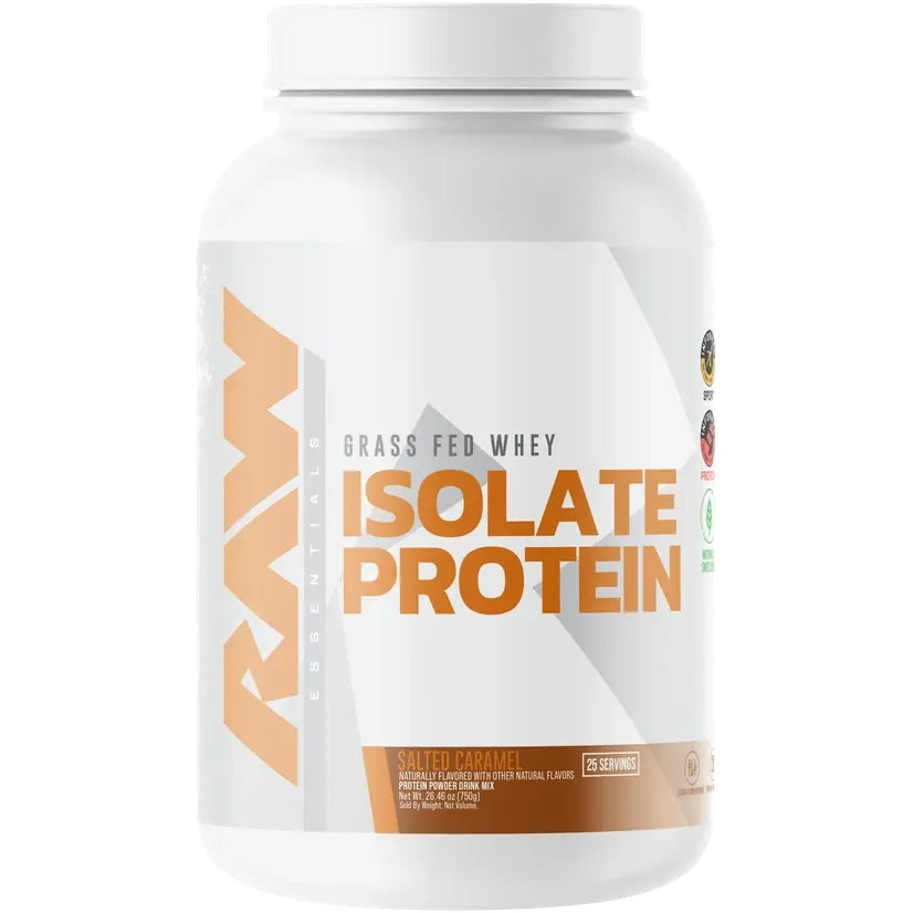 RAW Nutrition Grass-Fed Whey Isolate Protein-25 servings (2 lbs)-Salted Caramel-N101 Nutrition