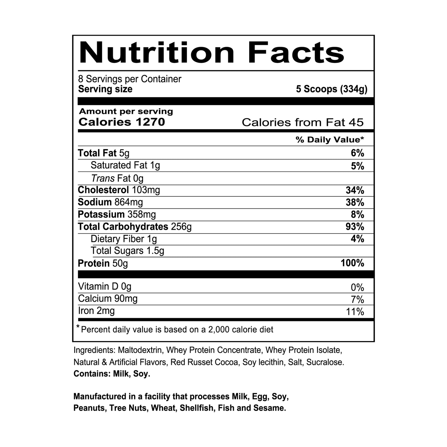 REDCON1 Mass Gainer-N101 Nutrition