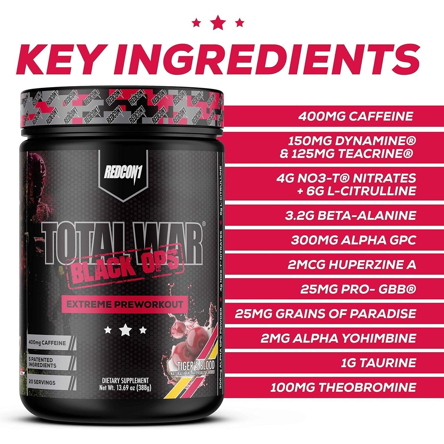 REDCON1 Total War BLACK OPS Extreme Preworkout-N101 Nutrition