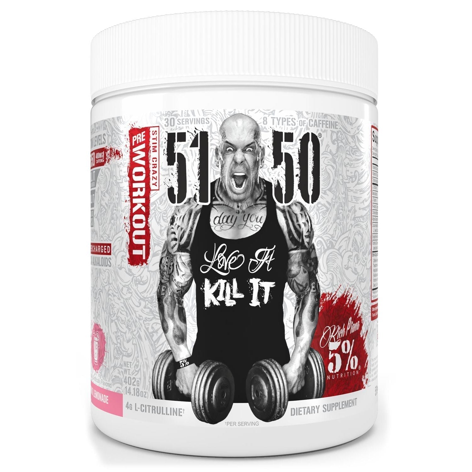 Rich Piana 5% Nutrition 5150 High Stimulant Pre-Workout-30 servings-Pink Lemonade-N101 Nutrition