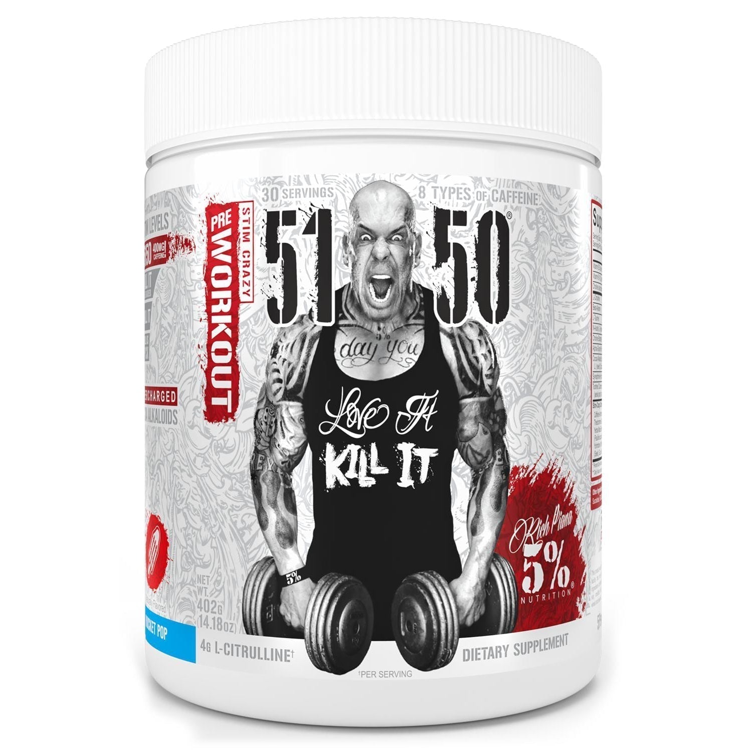 Rich Piana 5% Nutrition 5150 High Stimulant Pre-Workout-30 servings-Rocket Pop-N101 Nutrition