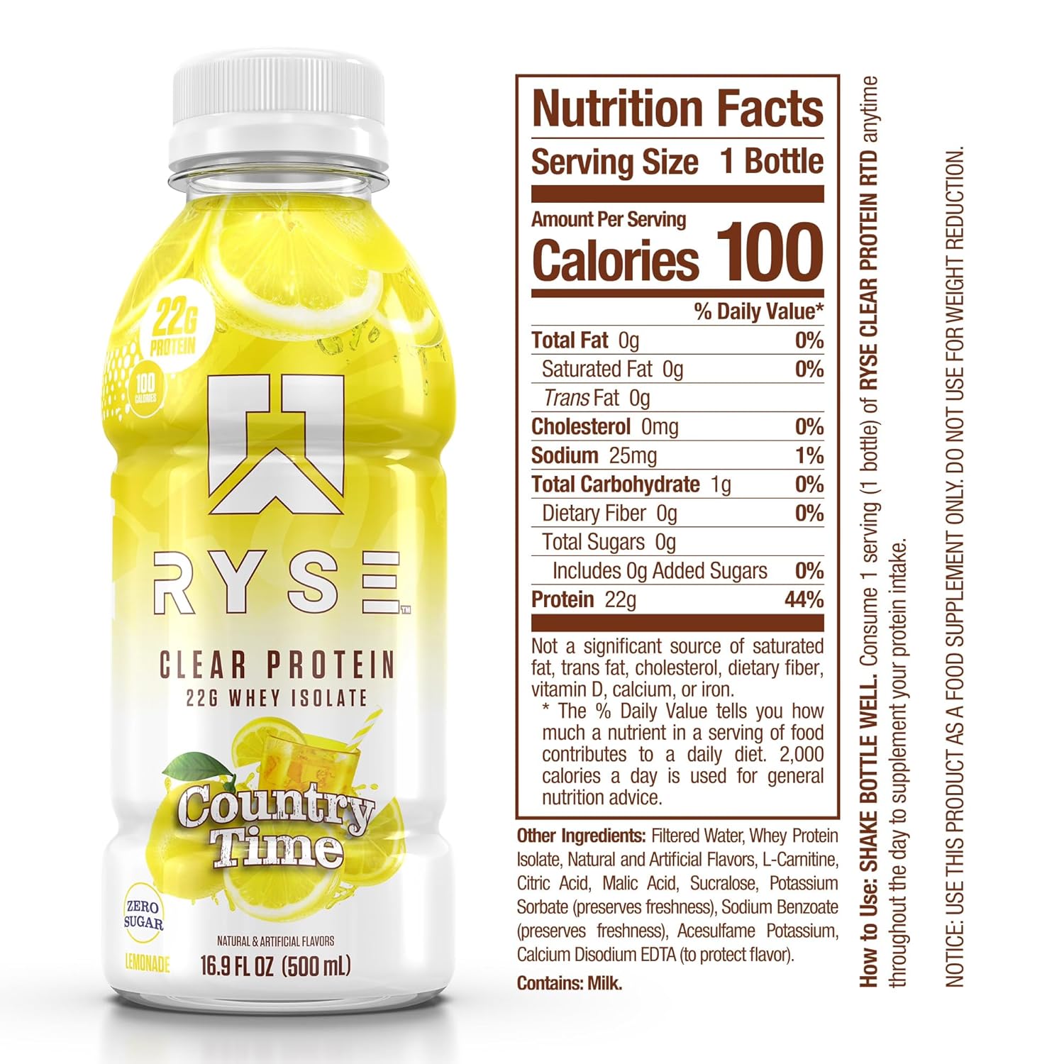 RYSE Clear Whey Protein RTD-N101 Nutrition