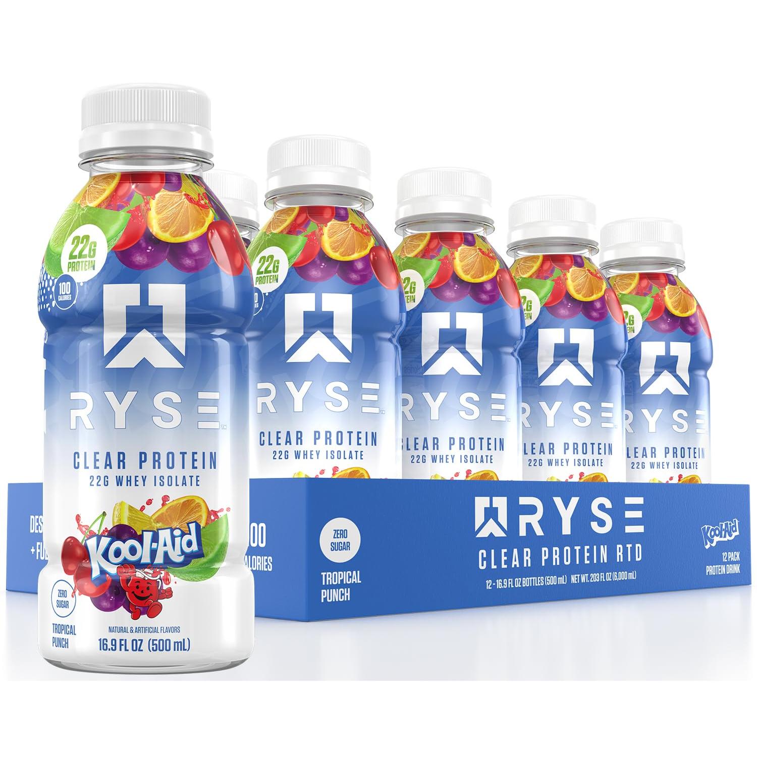 RYSE Clear Whey Protein RTD-Case (12 bottles)-Kool-Aid™ Tropical Punch-N101 Nutrition