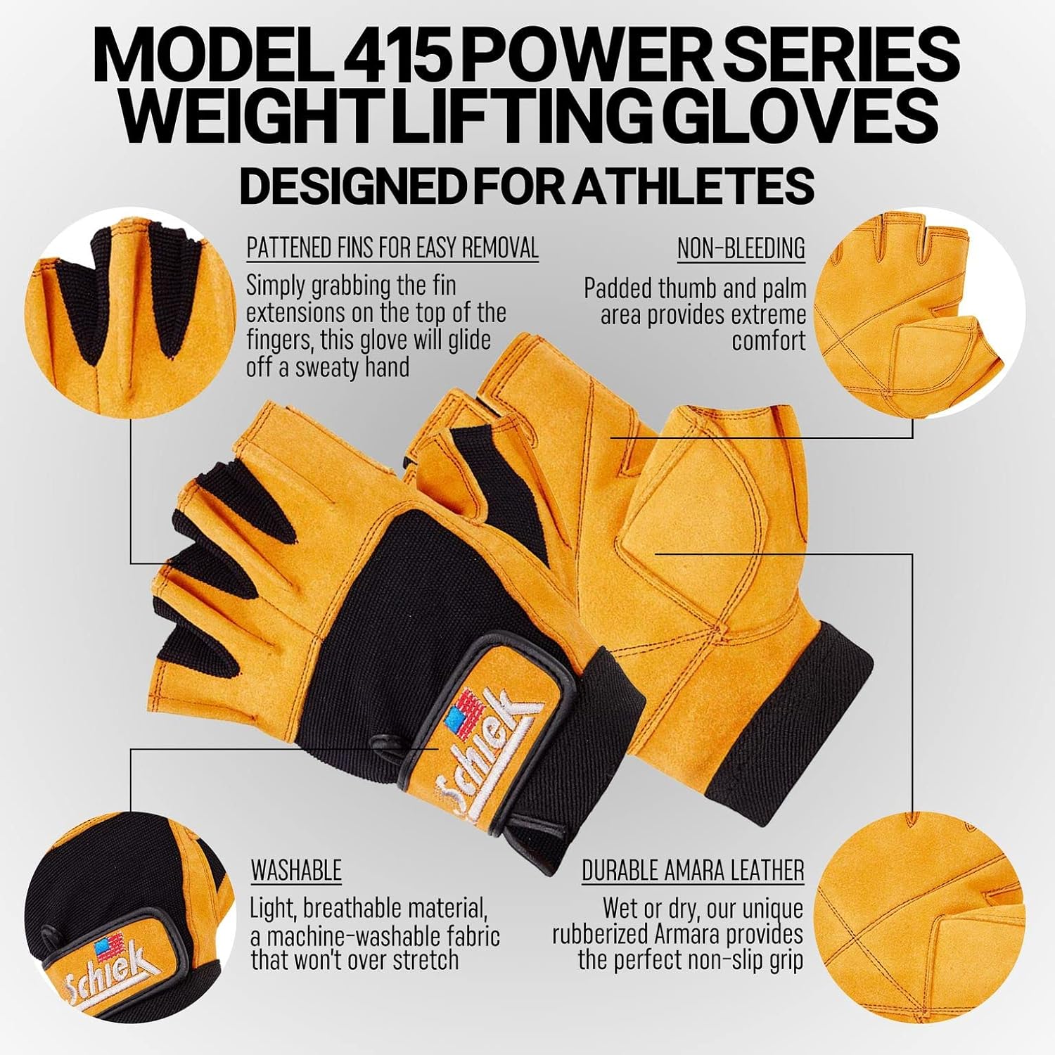 Schiek Sports Model 415 Power Series Lifting Gloves-N101 Nutrition