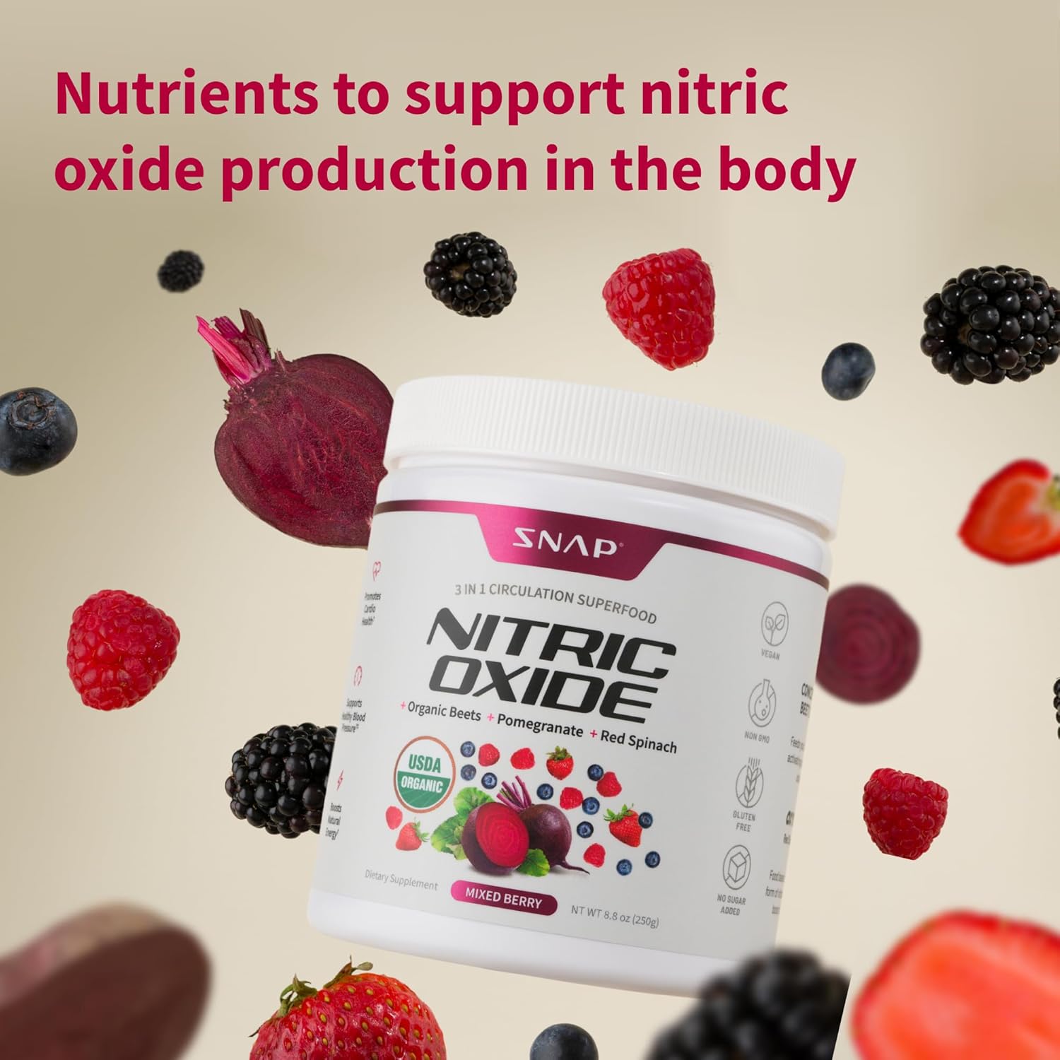 SNAP Nitric Oxide Powder - Mixed Berry-N101 Nutrition