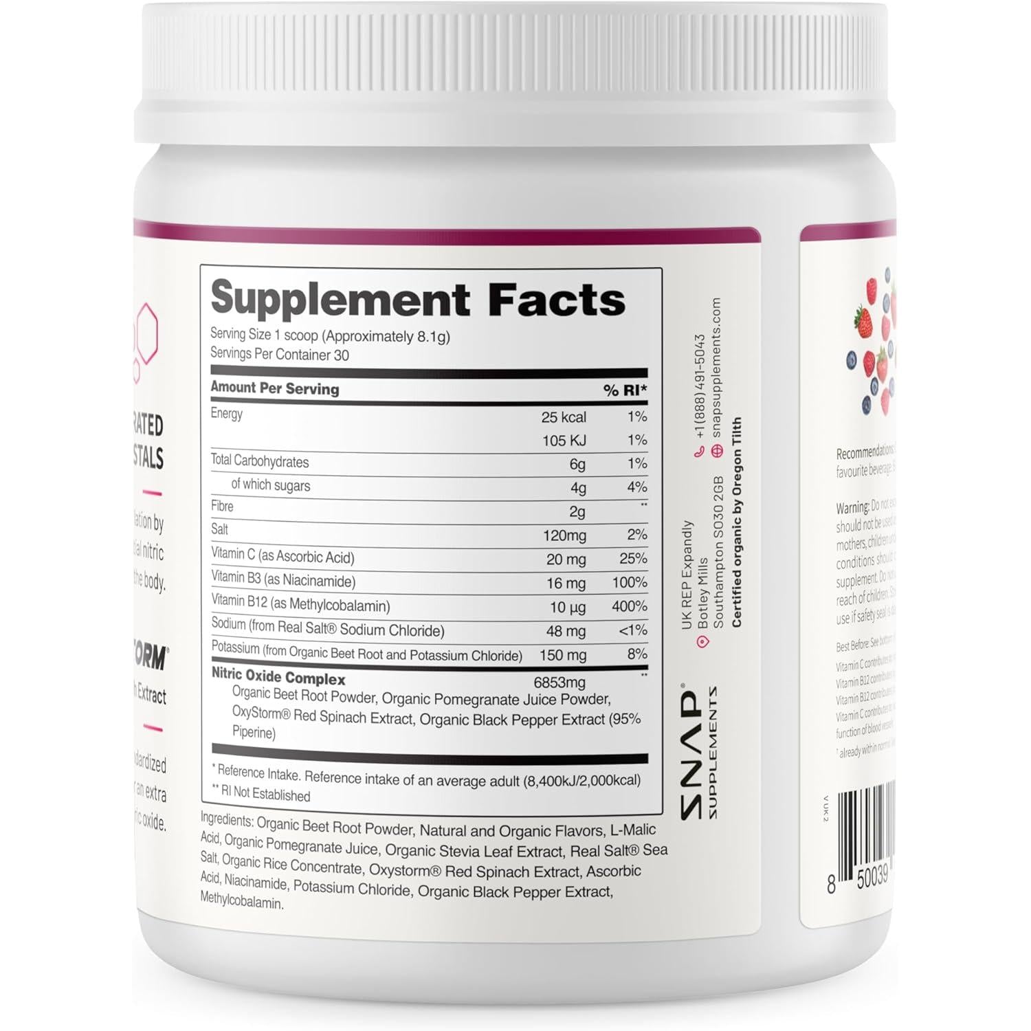SNAP Nitric Oxide Powder - Mixed Berry-N101 Nutrition