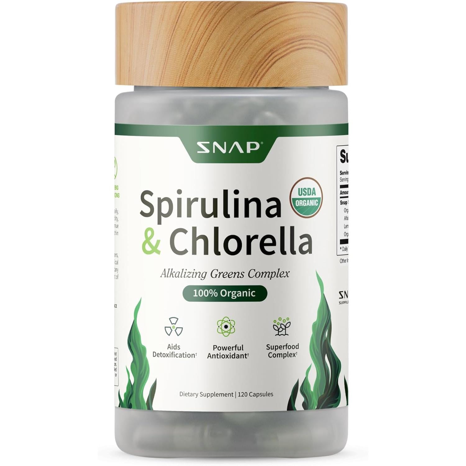SNAP Spirulina & Chlorella-120 capsules-N101 Nutrition
