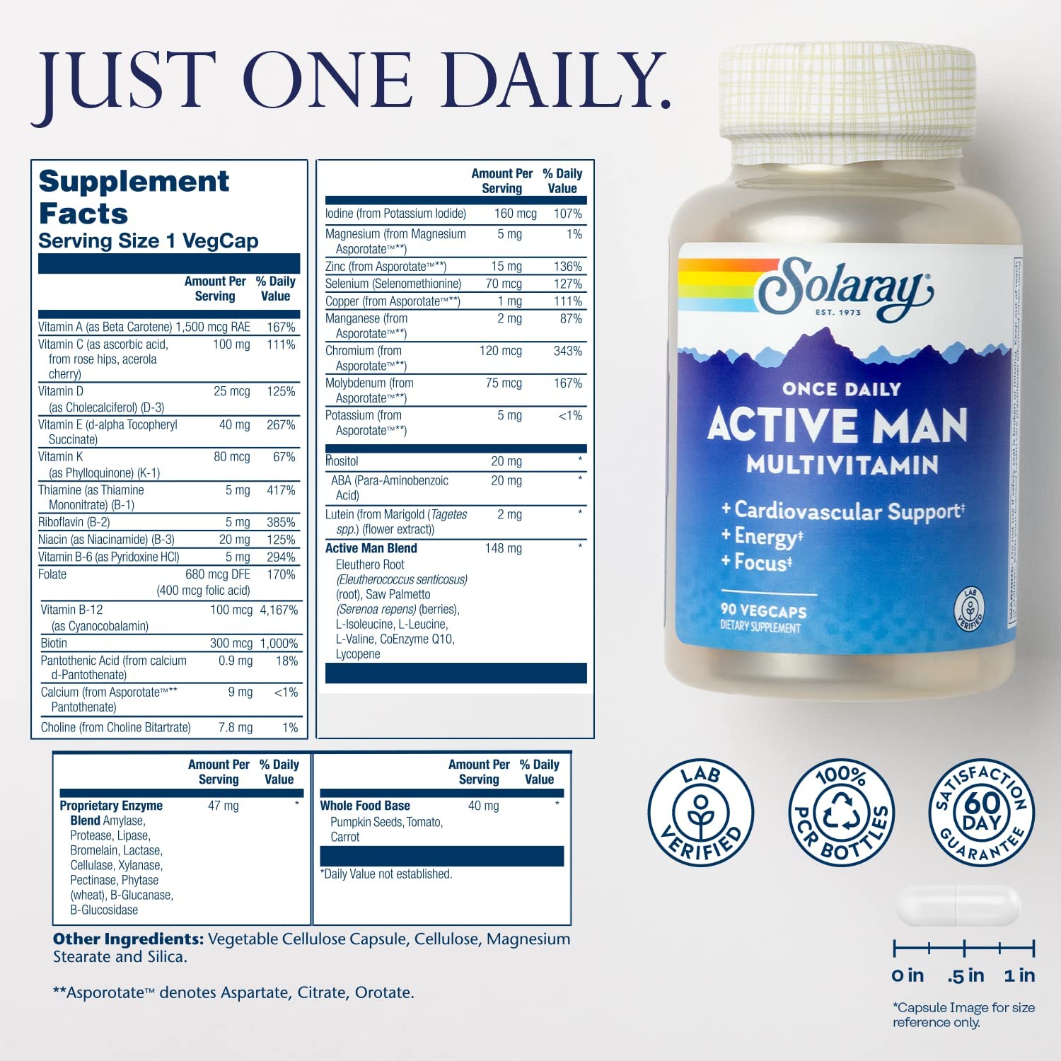 Solaray Once Daily Active Man Multivitamin-N101 Nutrition