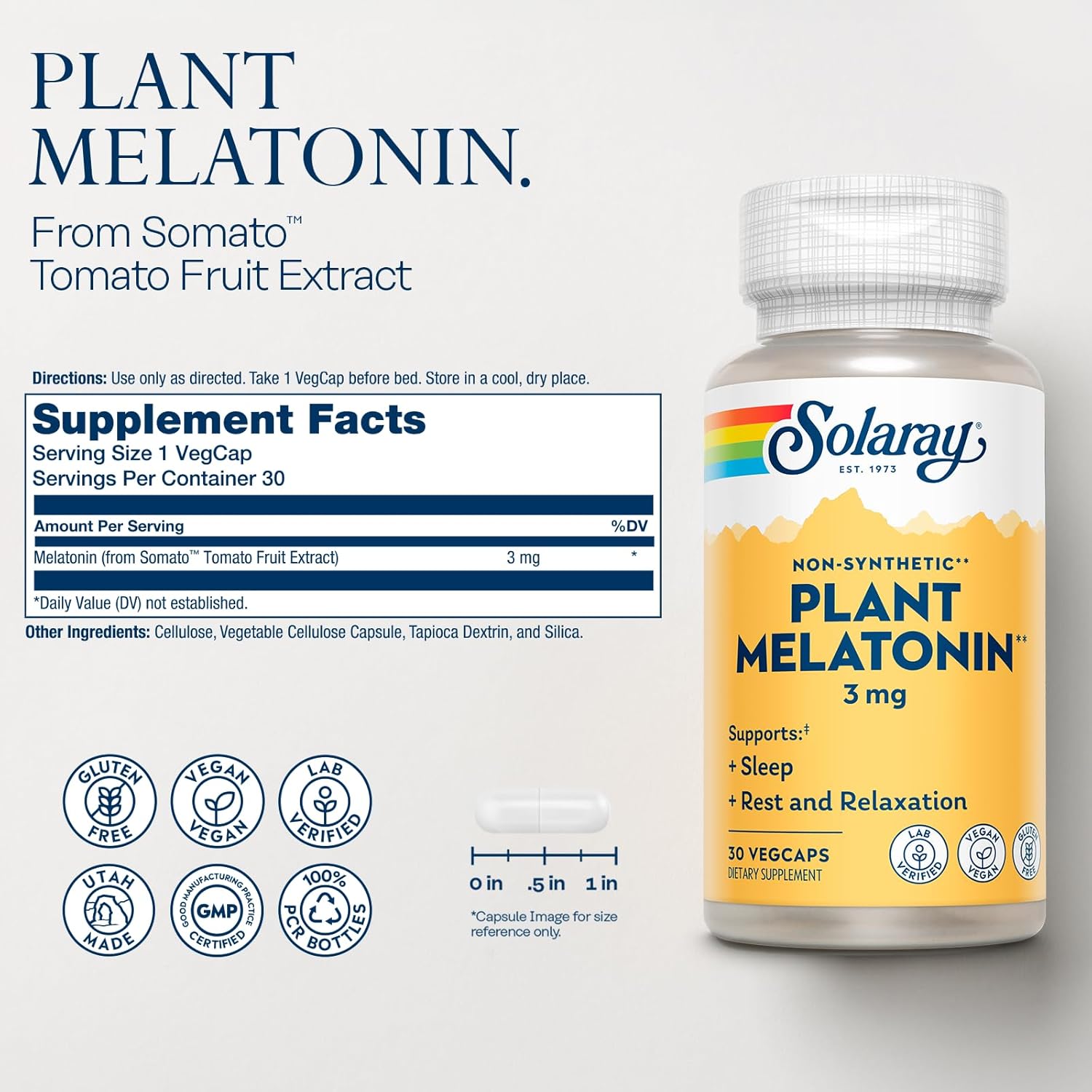Solaray Plant Melatonin 3 mg-N101 Nutrition