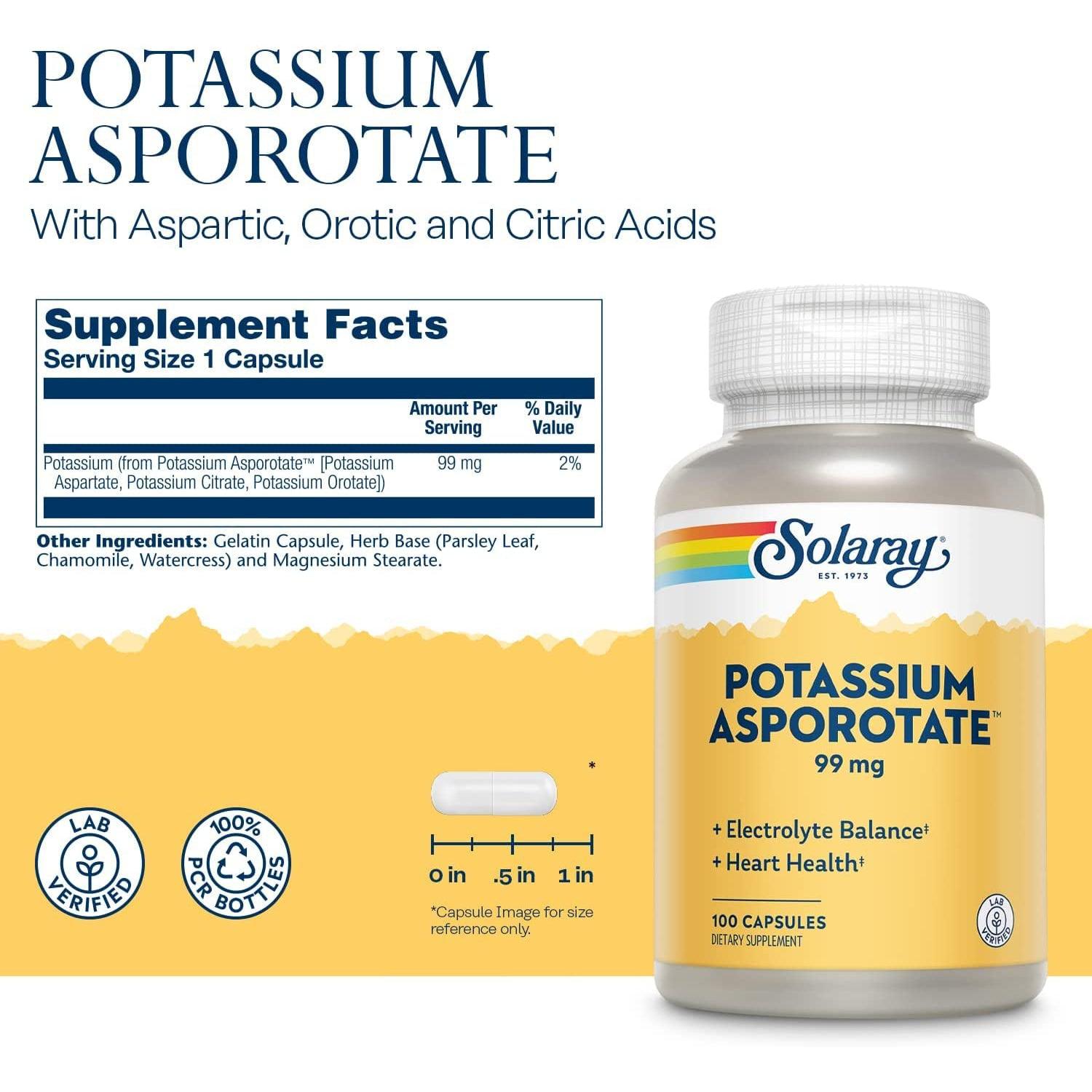 Solaray Potassium Asporotate 99 mg-N101 Nutrition
