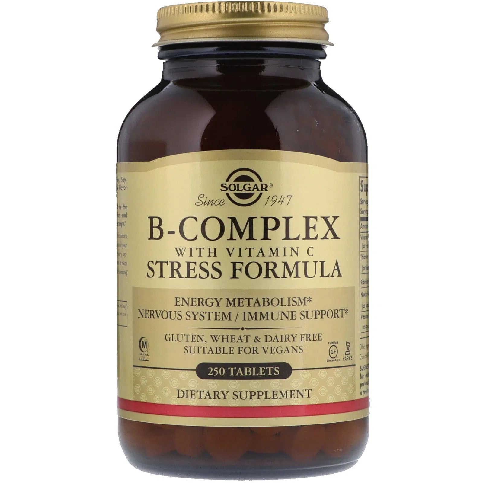 Solgar B-Complex with Vitamin C Stress Formula-250 tablets-N101 Nutrition