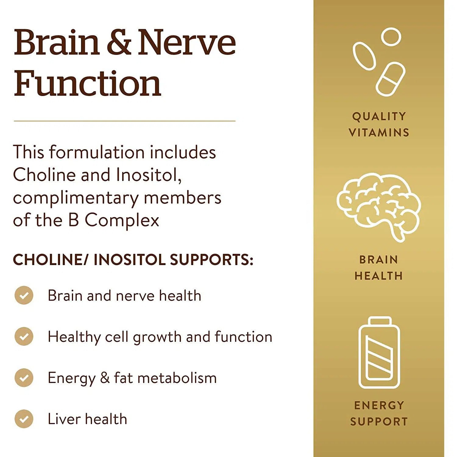 Solgar Choline/Inositol 500 mg/500 mg-N101 Nutrition
