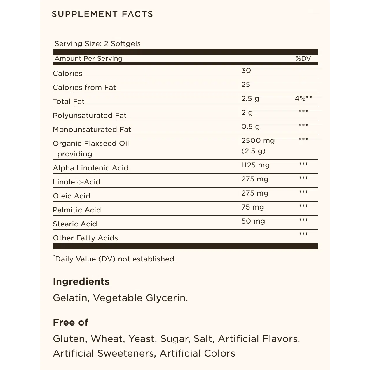 Solgar Flaxseed Oil 1250 mg-N101 Nutrition