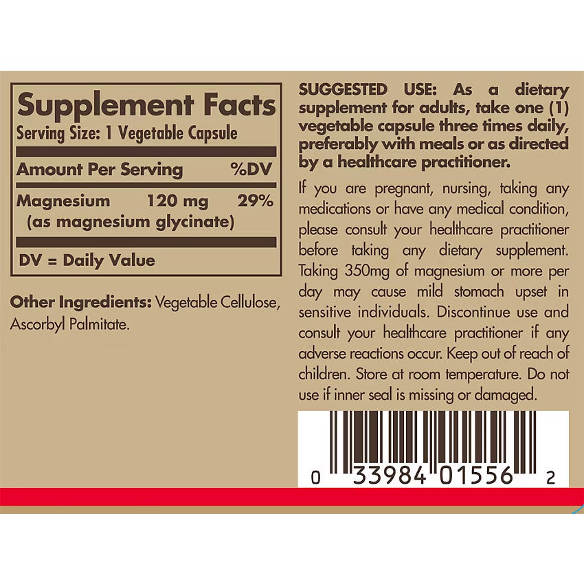Solgar Magnesium Glycinate-N101 Nutrition