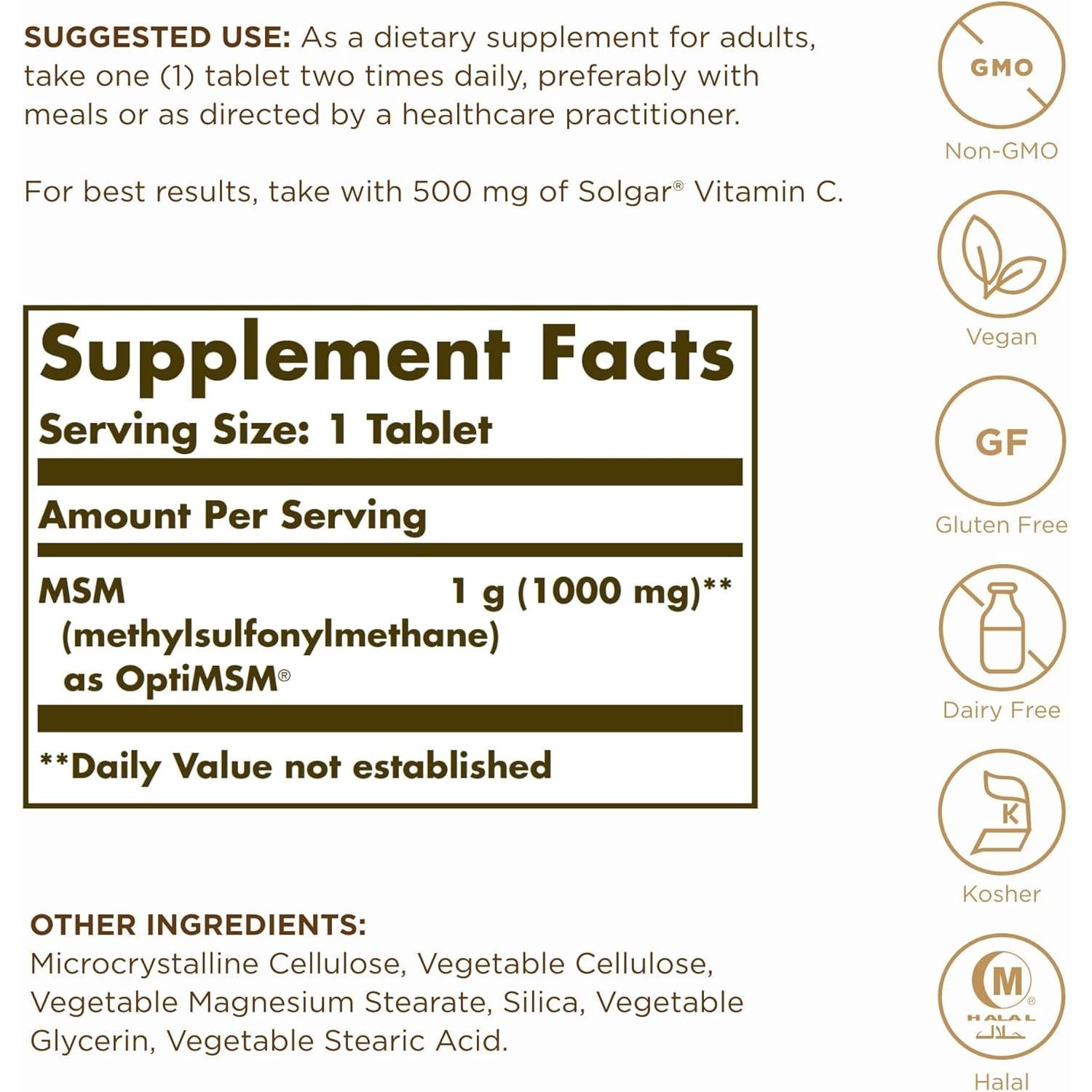 Solgar MSM 1000 mg-N101 Nutrition
