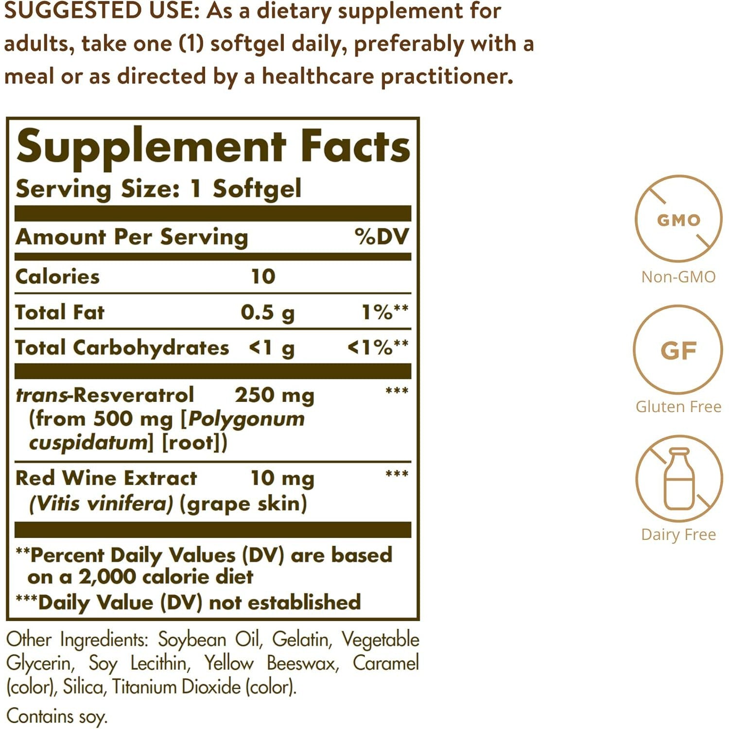 Solgar Resveratrol 250 mg with Red Wine Extract-N101 Nutrition