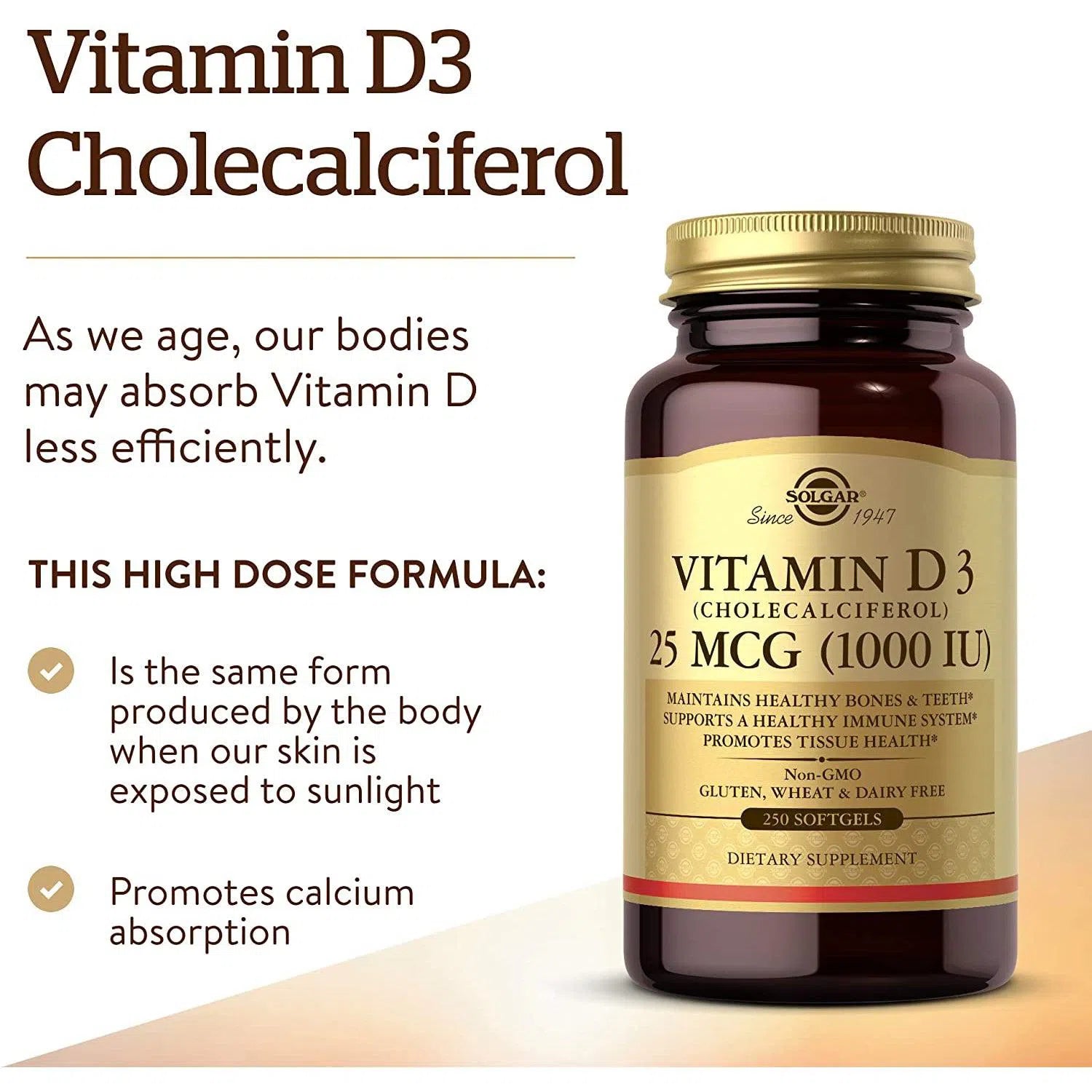 Solgar Vitamin D3 - 25 MCG (1000 IU)-N101 Nutrition