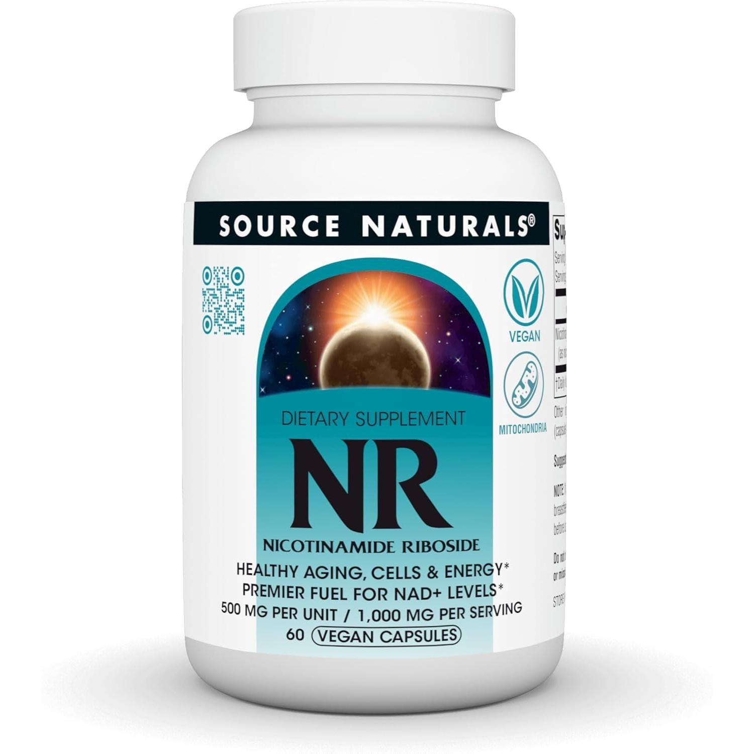 Source Naturals NR (Nicotinamide Riboside) 500 mg-60 vegan capsules-N101 Nutrition