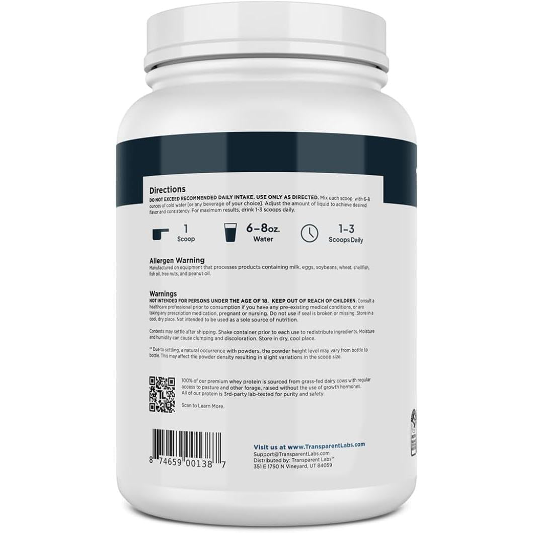 Transparent Labs 100% Grass-Fed Whey Protein Isolate (30 servings)-N101 Nutrition